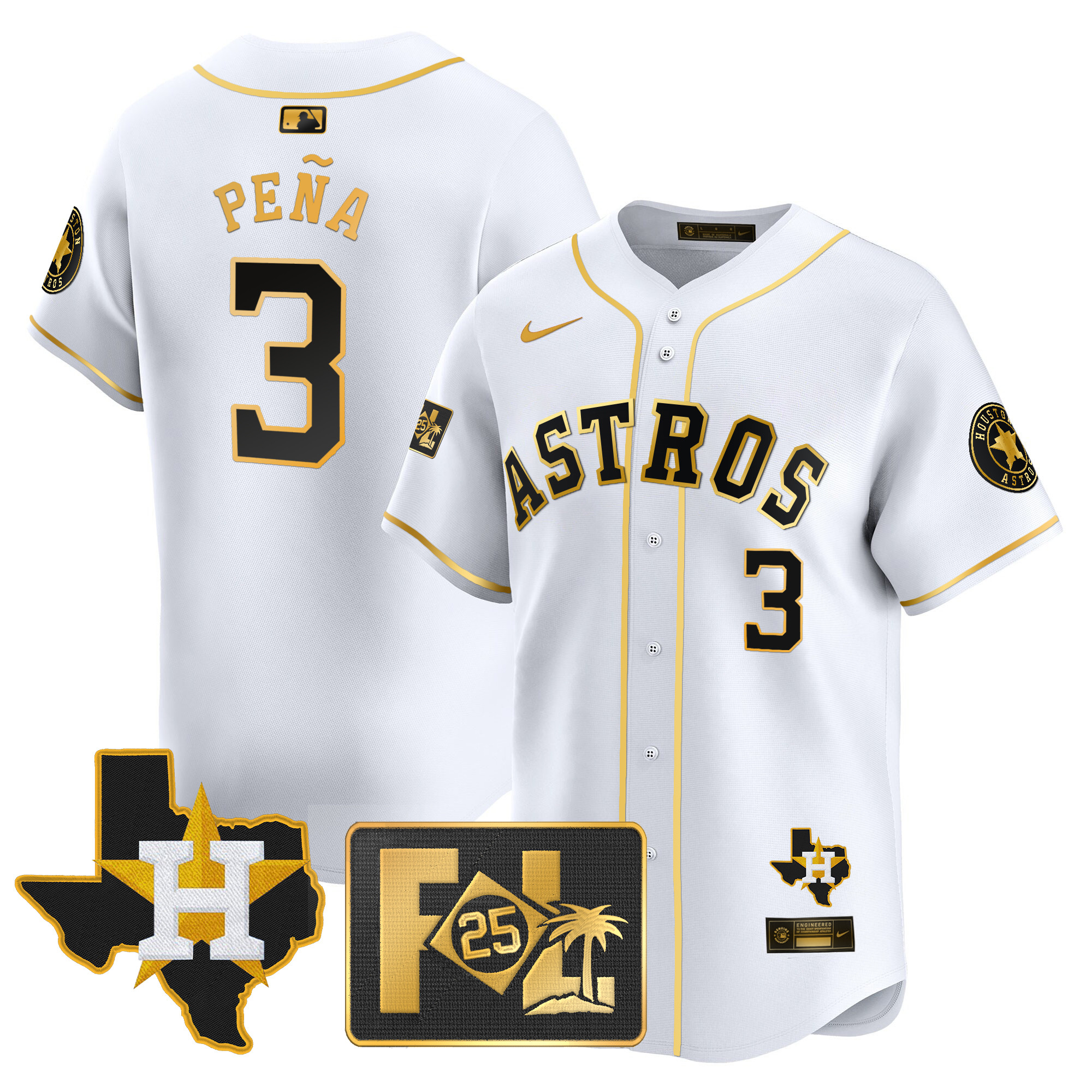 Men's Houston Astros 2025 Spring Training & Texas Patch Vapor Premier Limited Jersey - All Stitched - Image 14