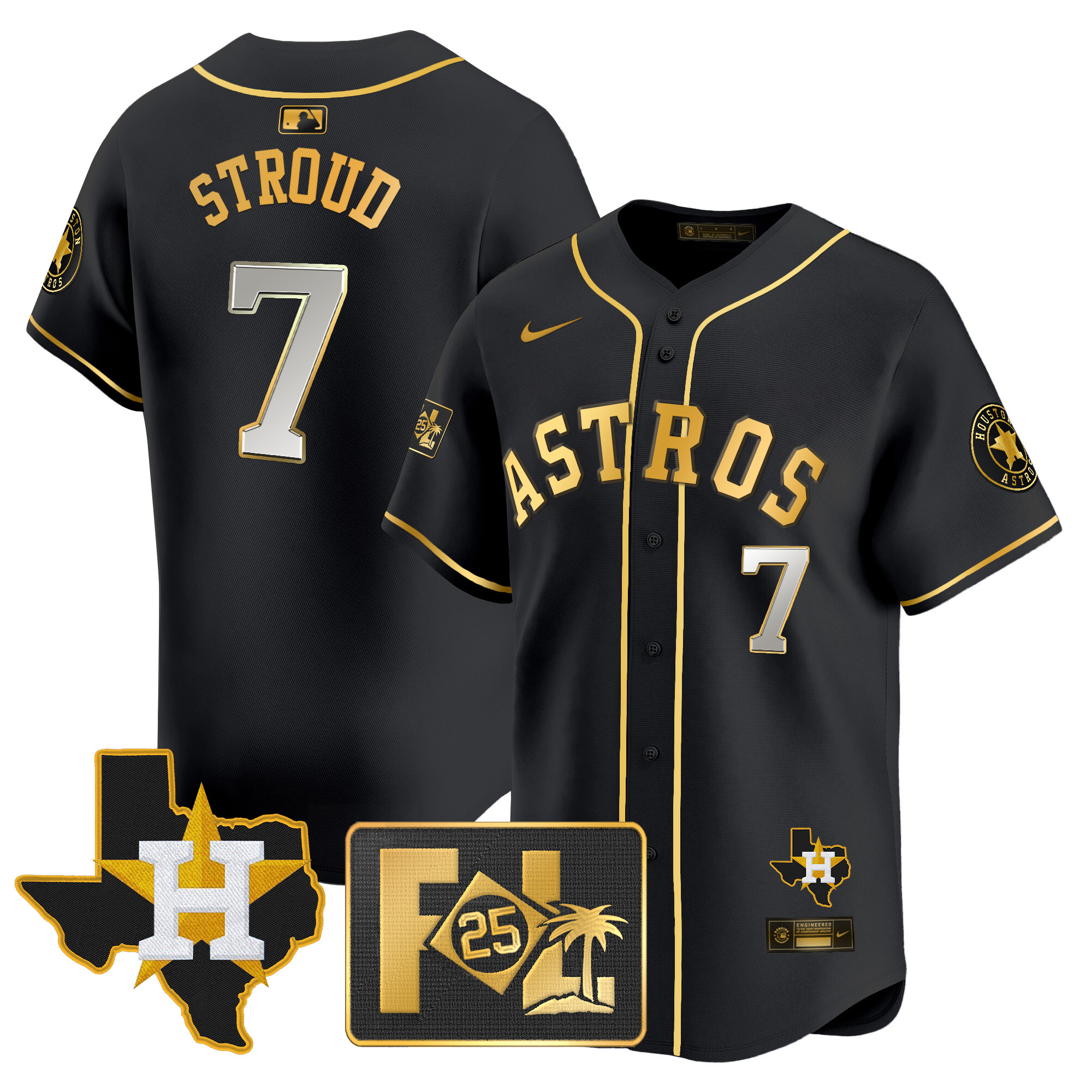 Men's Houston Astros 2025 Spring Training & Texas Patch Vapor Premier Limited Jersey - All Stitched - Image 3