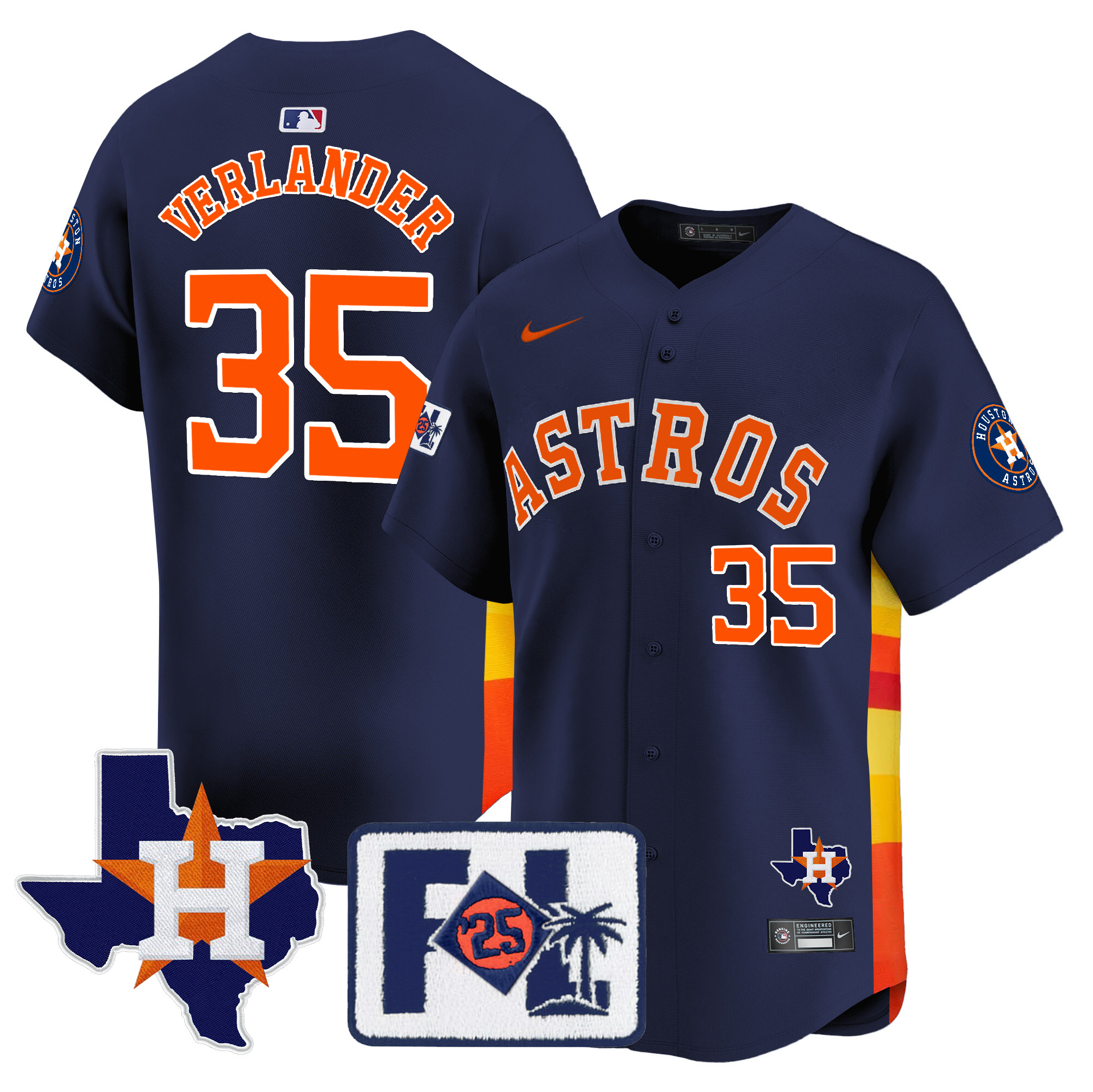 Men's Houston Astros 2025 Spring Training & Texas Patch Vapor Premier Limited Jersey - All Stitched - Image 43