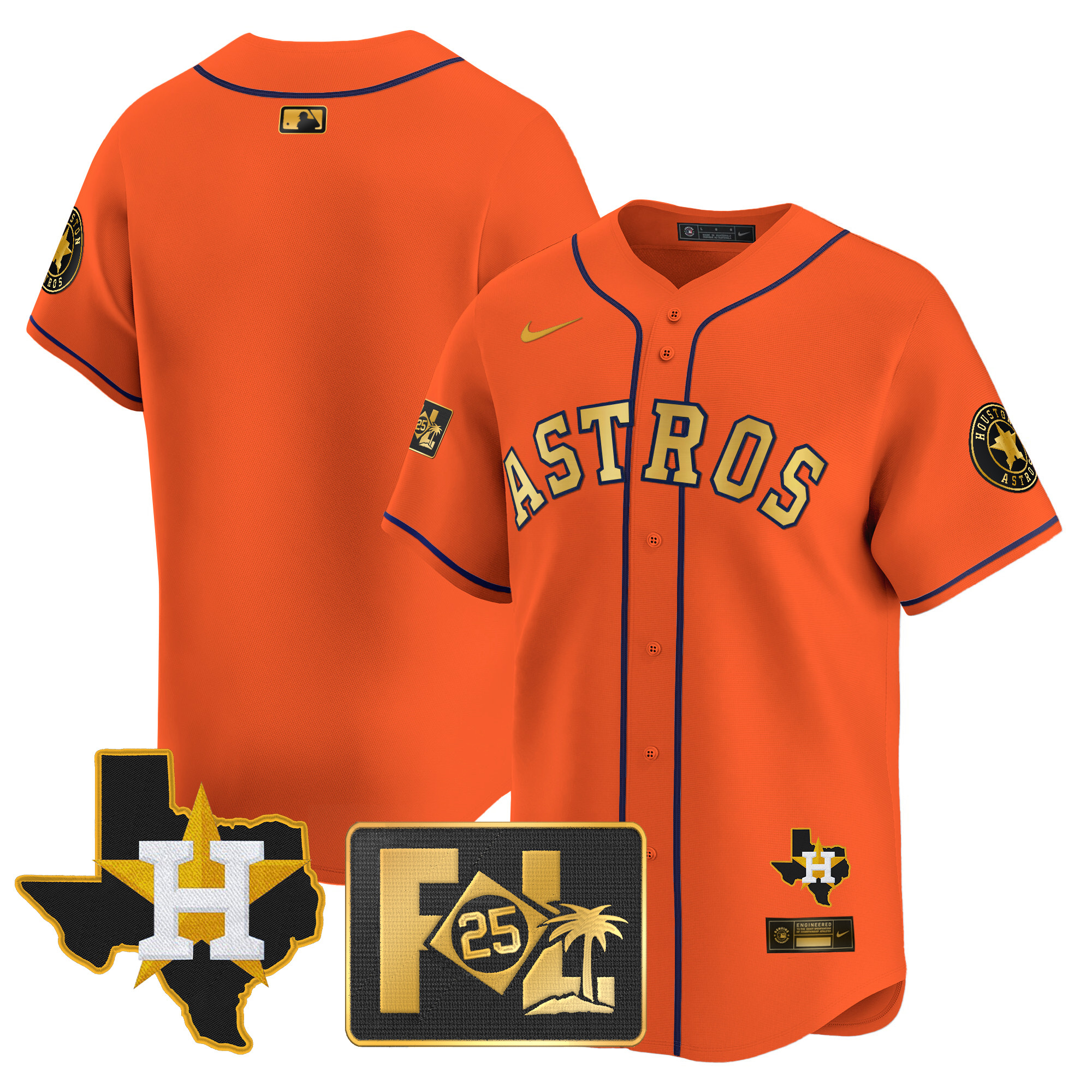 Men's Houston Astros 2025 Spring Training & Texas Patch Vapor Premier Limited Jersey - All Stitched - Image 27