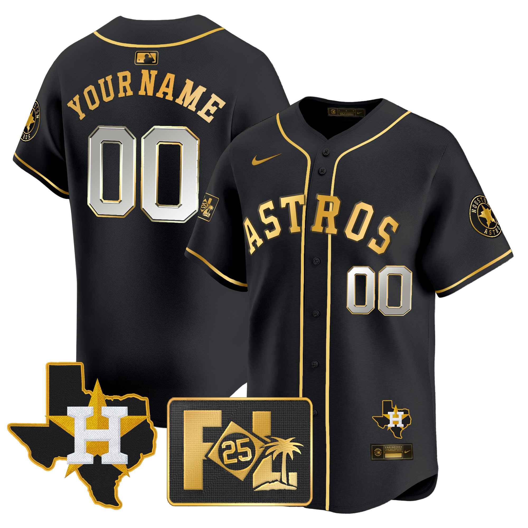 Houston Astros 2025 Spring Training & Texas Patch Vapor Premier Limited Custom Jersey - All Stitched