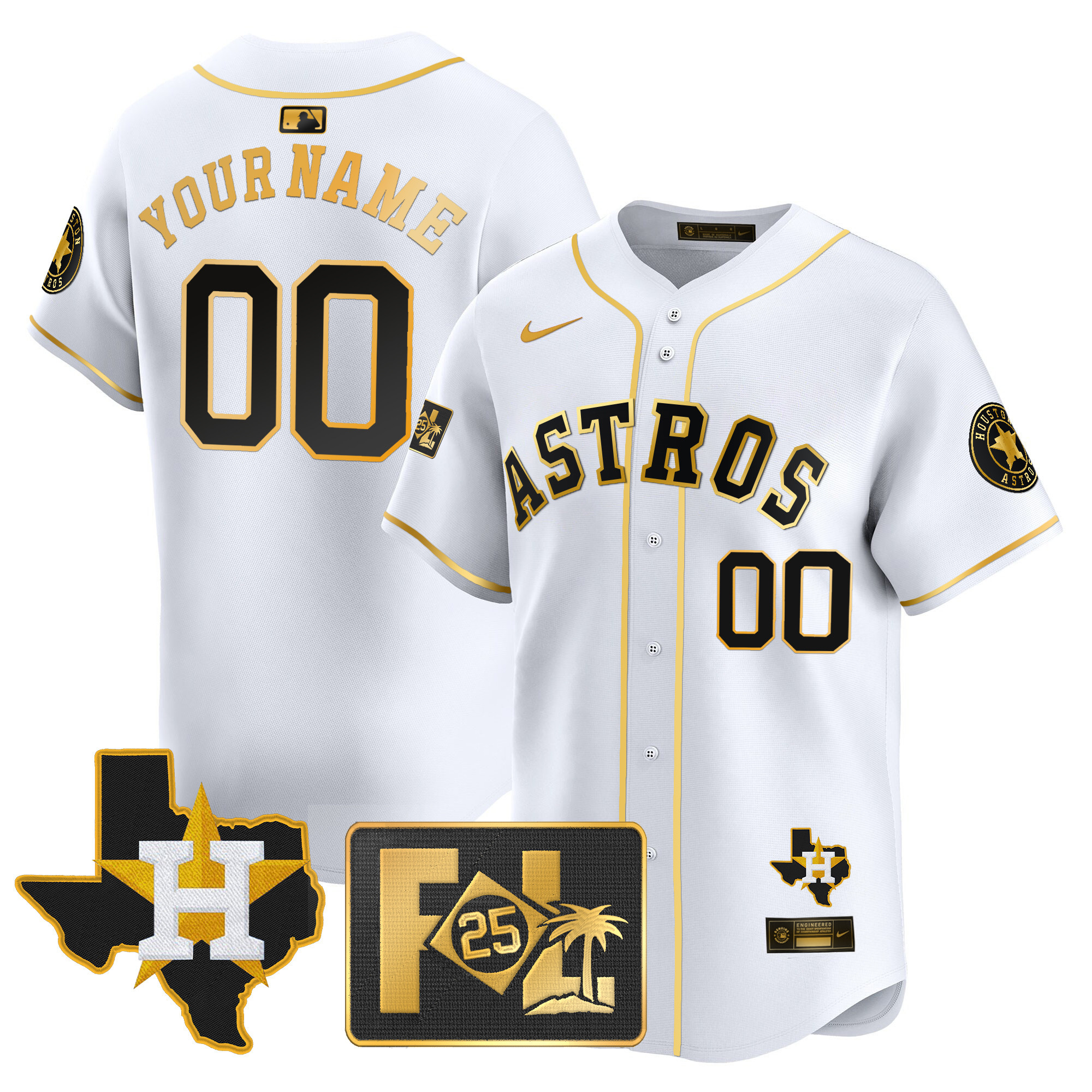 Houston Astros 2025 Spring Training & Texas Patch Vapor Premier Limited Custom Jersey - All Stitched - Image 2