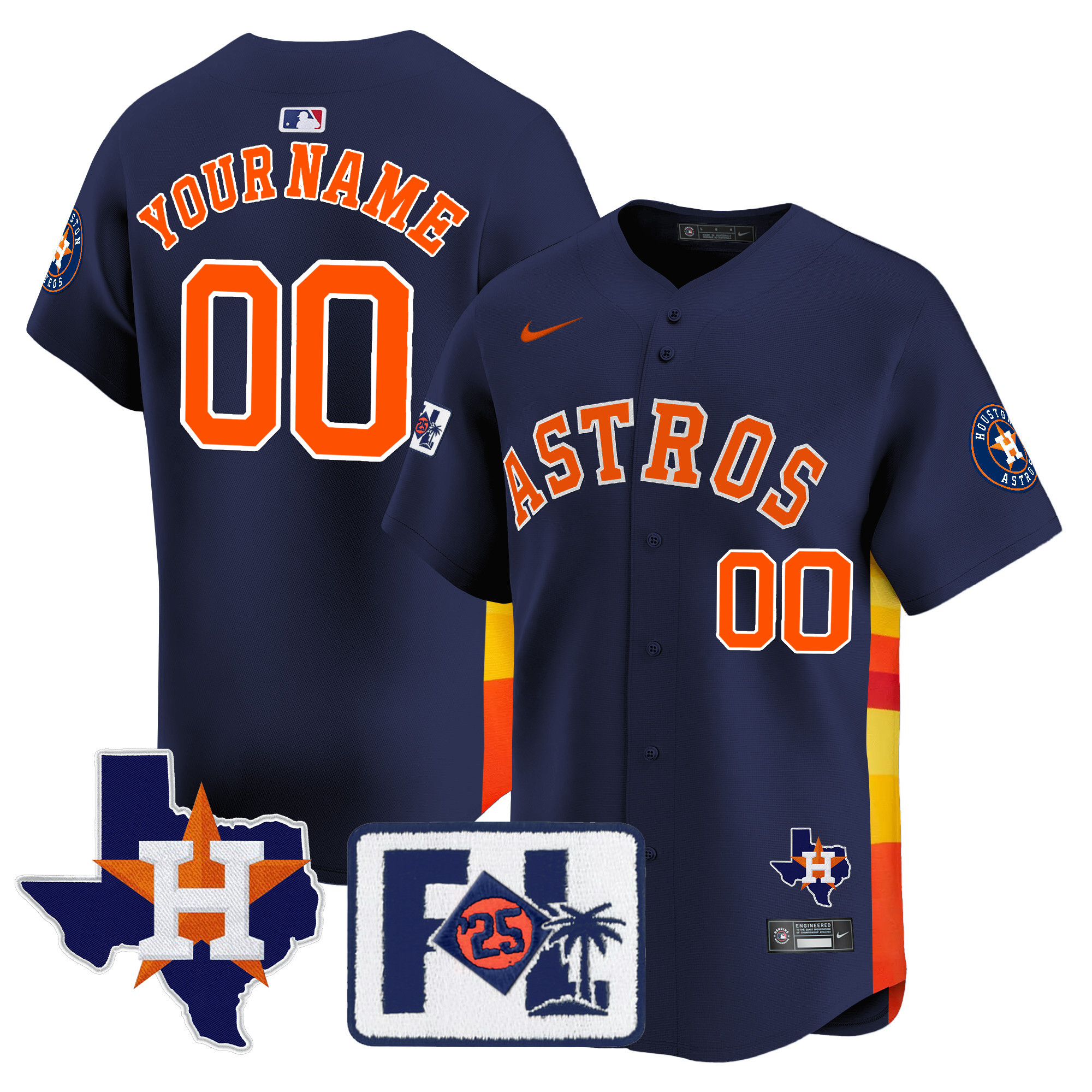 Houston Astros 2025 Spring Training & Texas Patch Vapor Premier Limited Custom Jersey - All Stitched - Image 5