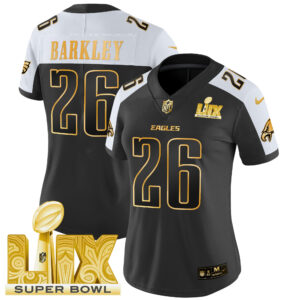 Women's Philadelphia Eagles Super Bowl LIX Patch Gold Vapor Limited Jersey - All Stitched