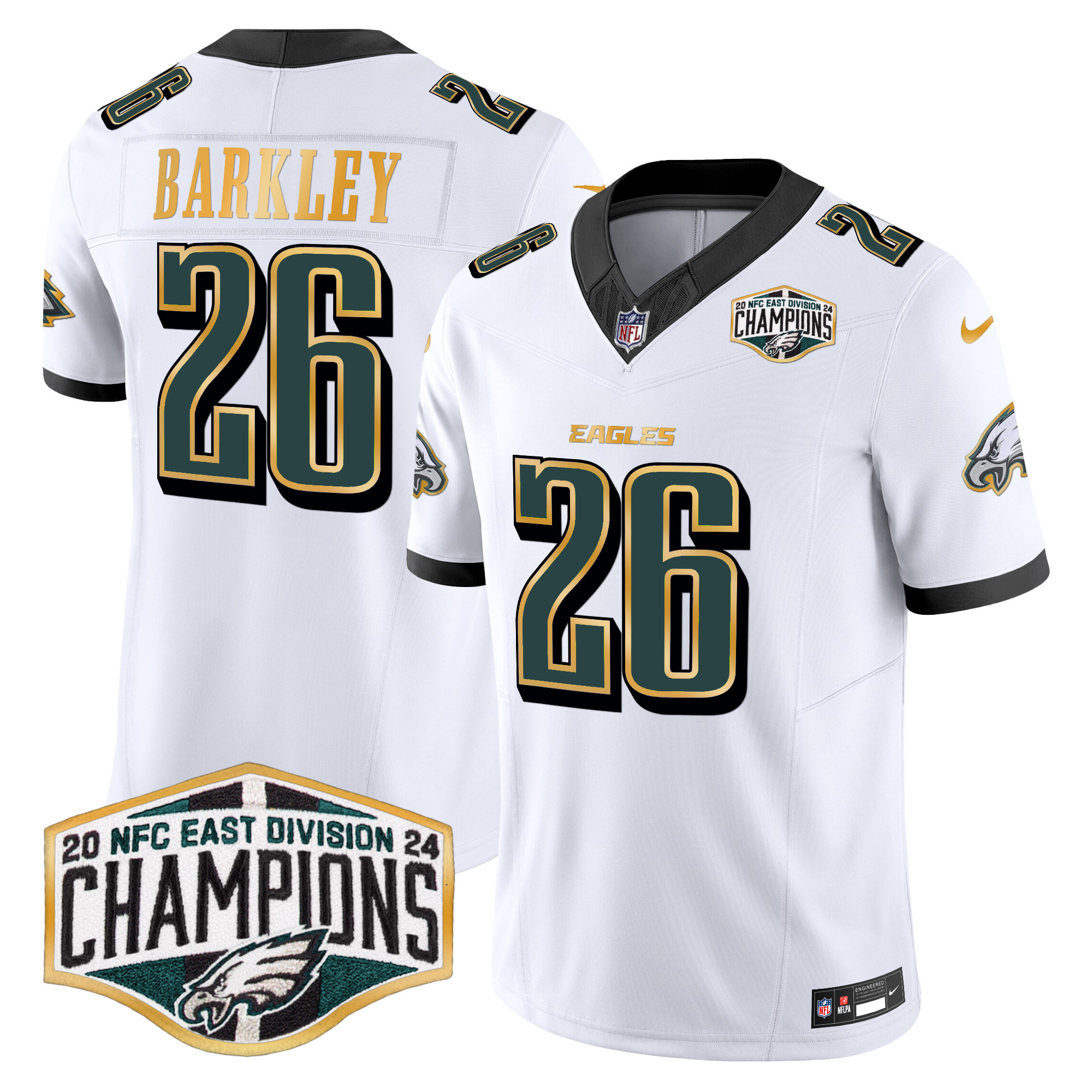 Men's Eagles 2024 NFC East Division Champions Gold Trim Vapor Limited Jersey - All Stitched - Image 10