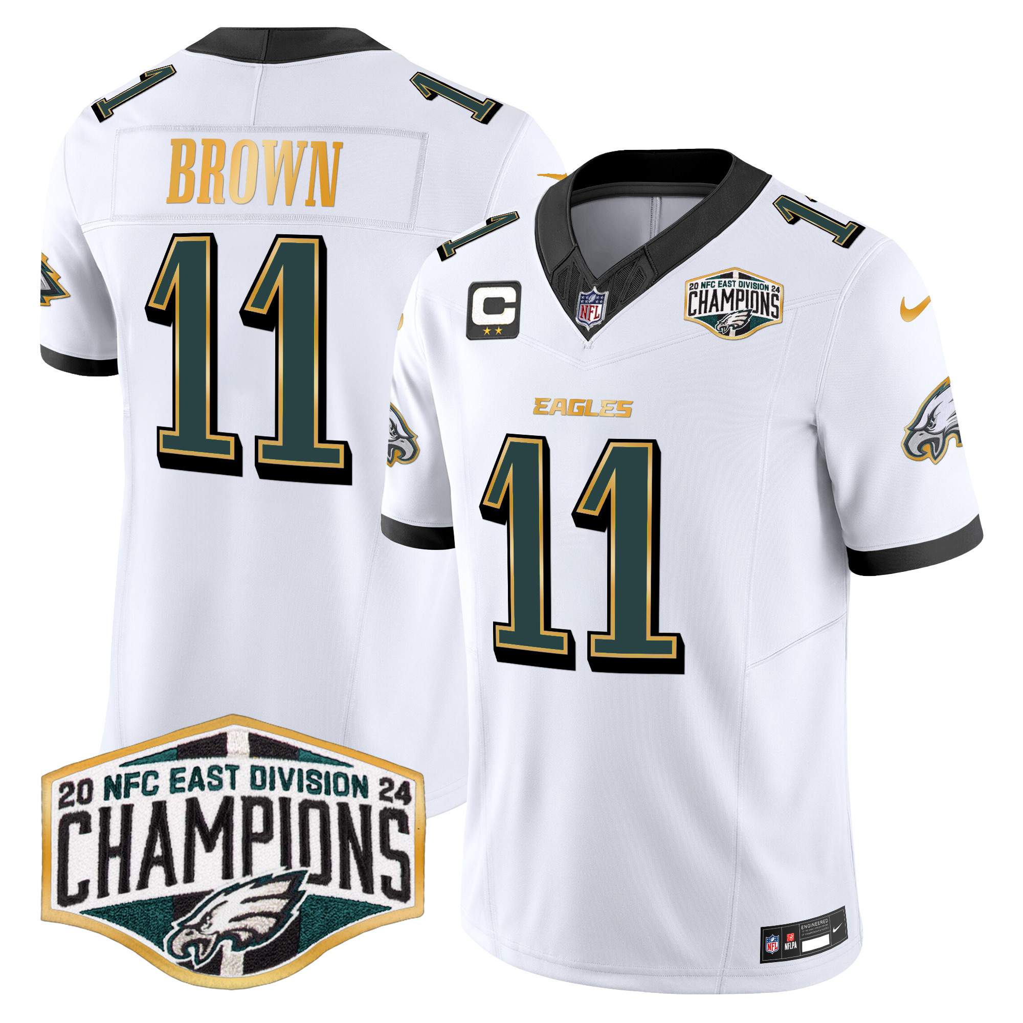 Men's Eagles 2024 NFC East Division Champions Gold Trim Vapor Limited Jersey - All Stitched - Image 18
