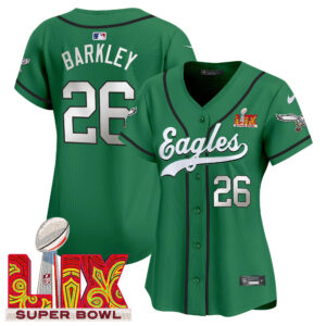 Women's Eagles Super Bowl LIX Patch Kelly Green Vapor Baseball Jersey - All Stitched