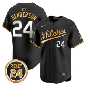 Men's Oakland Athletics Rickey Henderson Patch Vapor Premier Limited Jersey - All Stitched