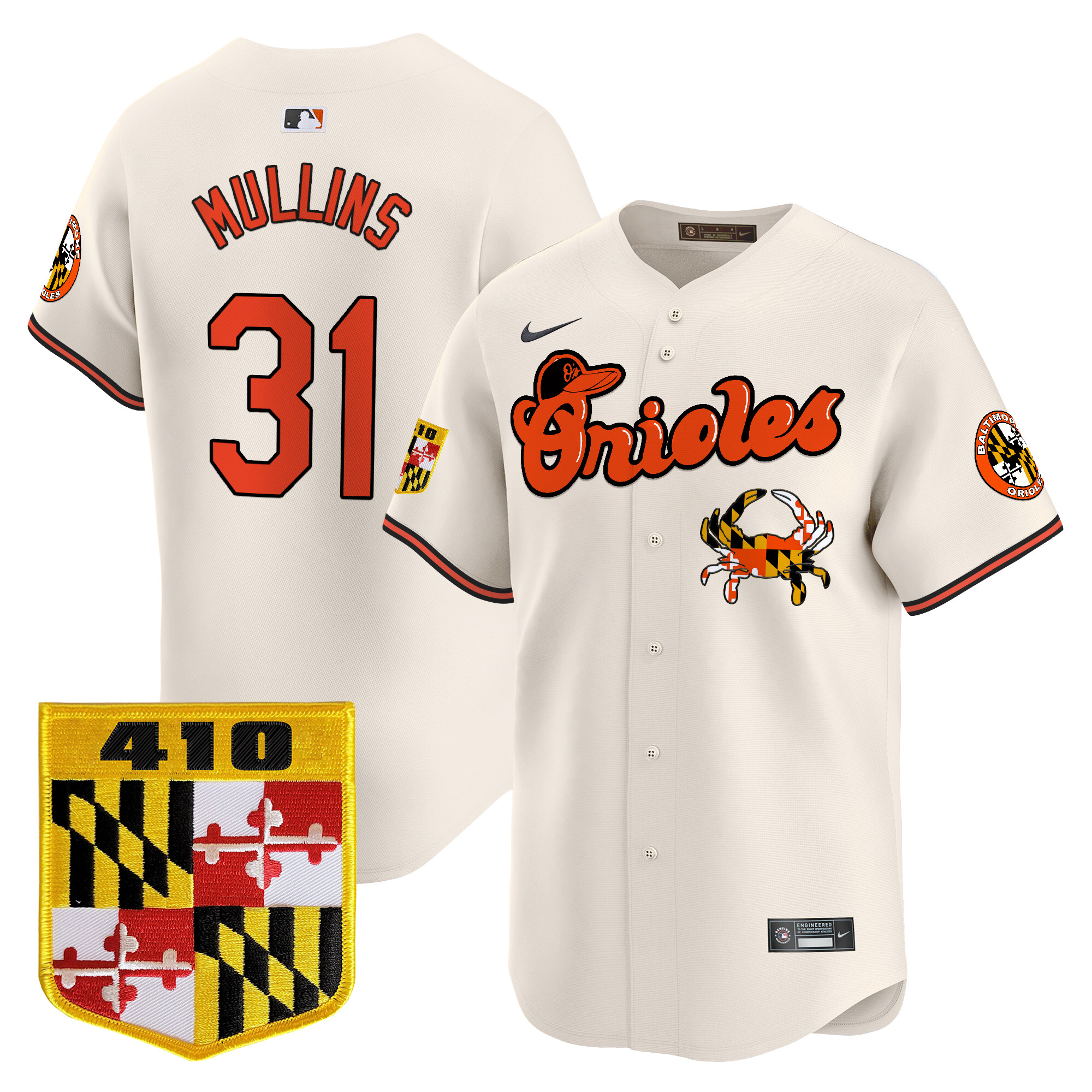 Men's Baltimore Orioles 410 & Chesapeake Crab Patch Vapor Premier Limited Jersey - All Stitched - Image 4