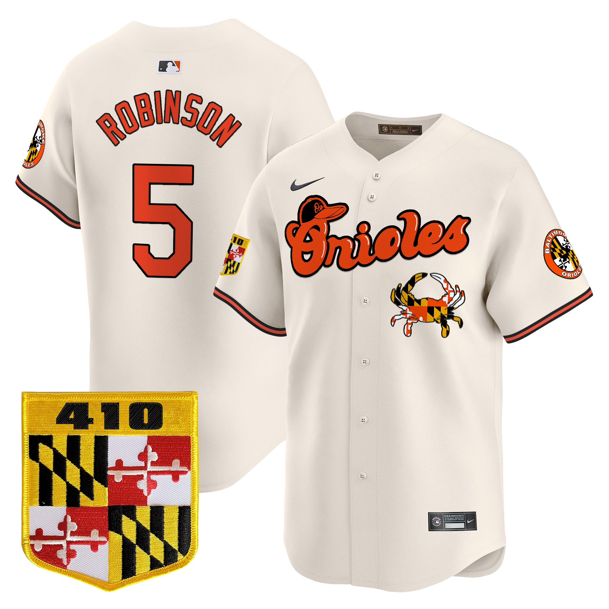 Men's Baltimore Orioles 410 & Chesapeake Crab Patch Vapor Premier Limited Jersey - All Stitched - Image 2