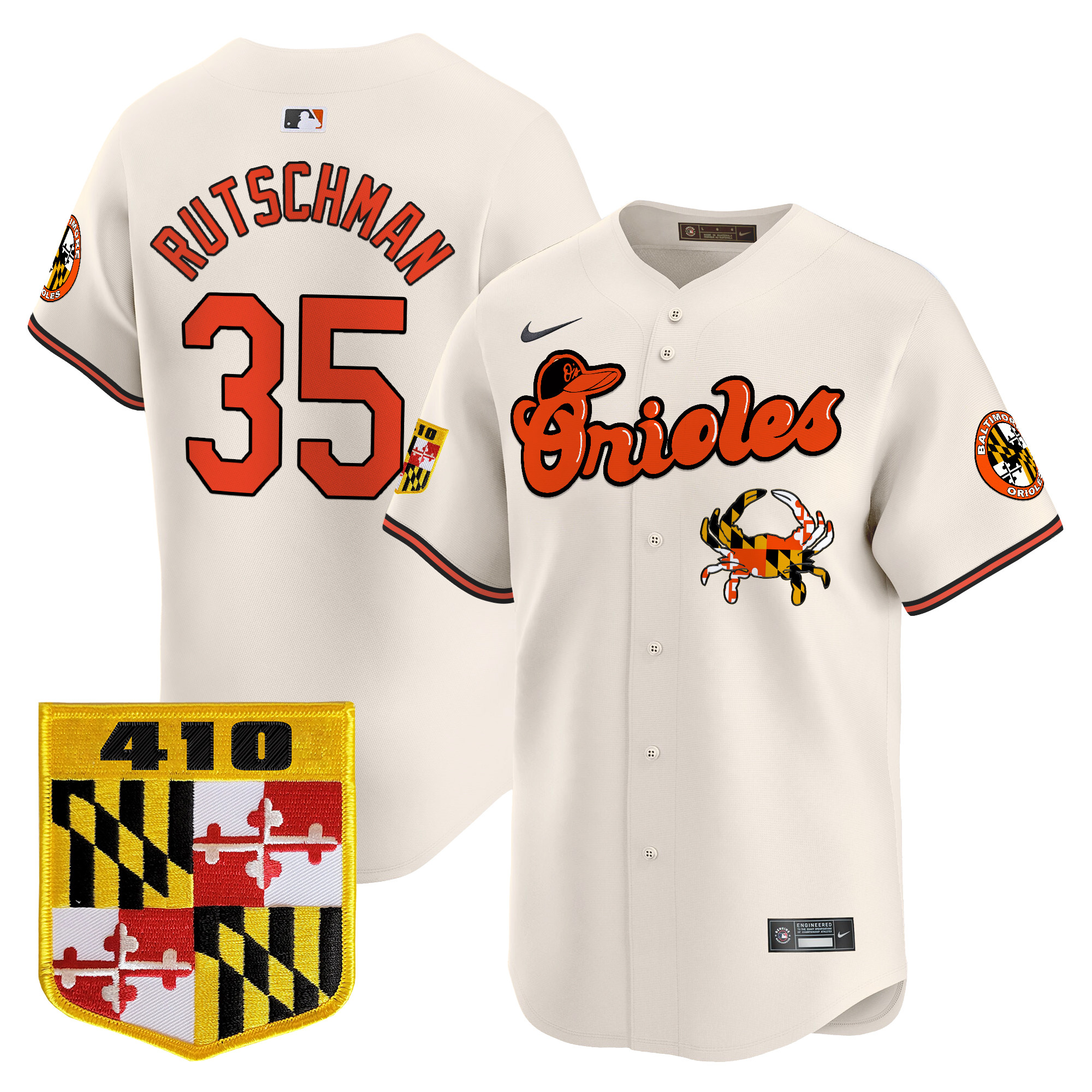 Men's Baltimore Orioles 410 & Chesapeake Crab Patch Vapor Premier Limited Jersey - All Stitched