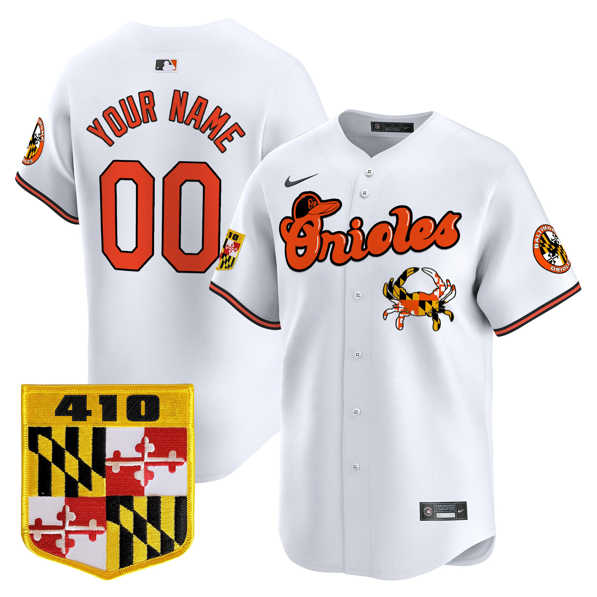 Baltimore Orioles 410 & Chesapeake Crab Patch Vapor Premier Limited Custom Jersey - All Stitched - Image 2