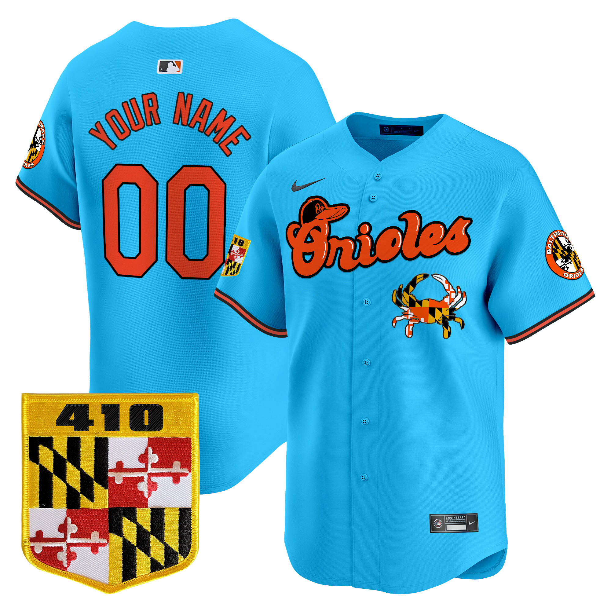 Baltimore Orioles 410 & Chesapeake Crab Patch Vapor Premier Limited Custom Jersey - All Stitched - Image 5