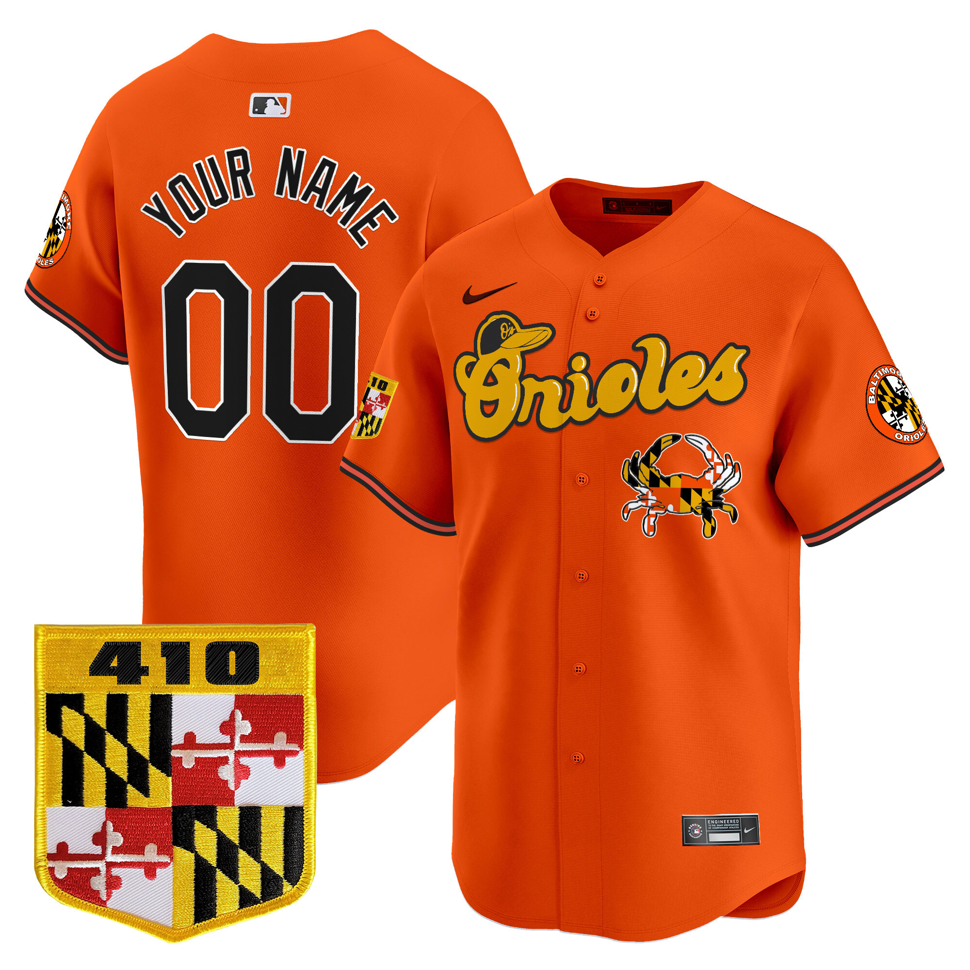 Baltimore Orioles 410 & Chesapeake Crab Patch Vapor Premier Limited Custom Jersey - All Stitched - Image 4