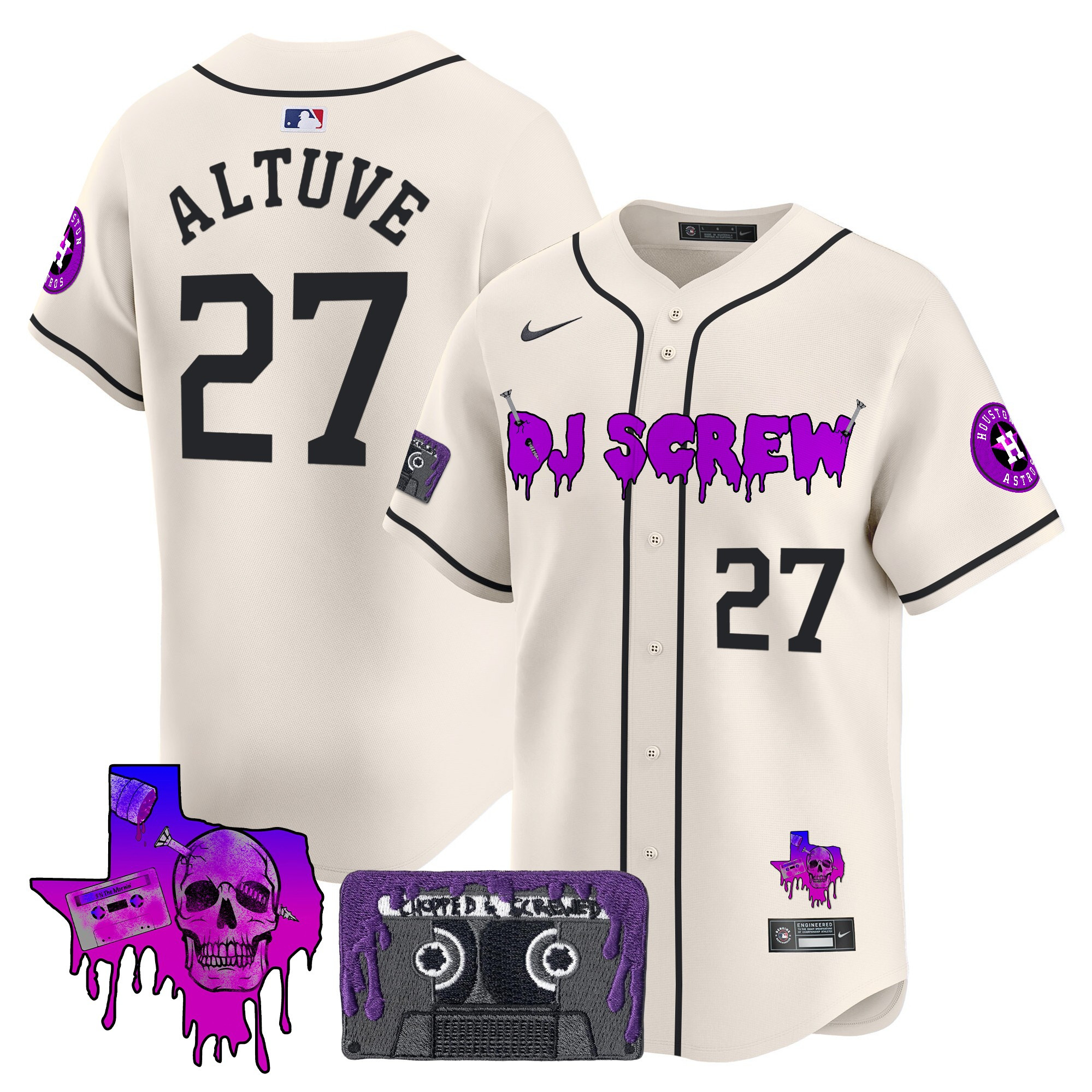 Men's Houston Astros DJ Screw Patch Vapor Premier Limited Jersey V2 - All Stitched - Image 3