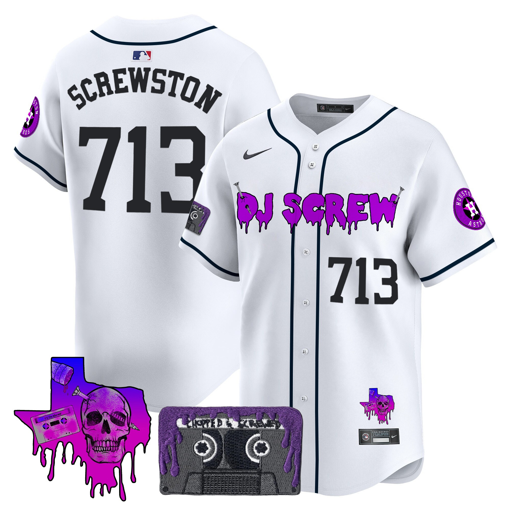 Men's Houston Astros DJ Screw Patch Vapor Premier Limited Jersey V2 - All Stitched - Image 47