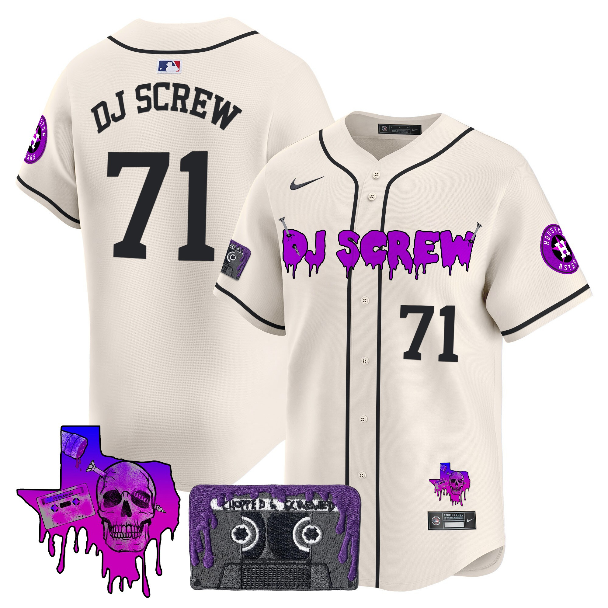 Men's Houston Astros DJ Screw Patch Vapor Premier Limited Jersey V2 - All Stitched - Image 2