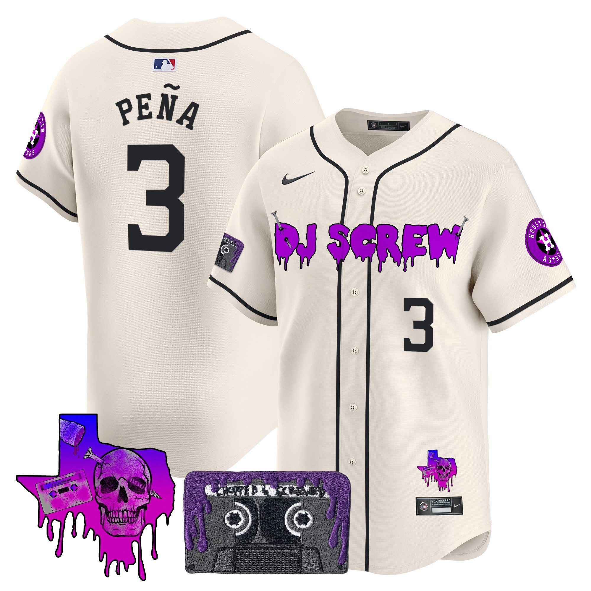 Men's Houston Astros DJ Screw Patch Vapor Premier Limited Jersey V2 - All Stitched - Image 4