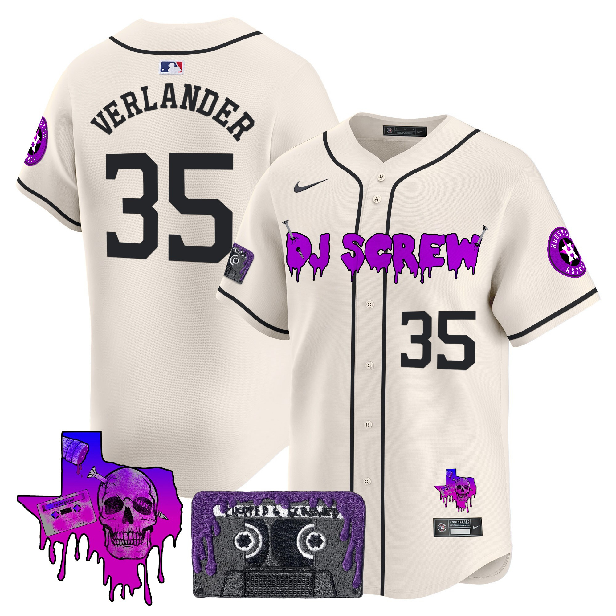 Men's Houston Astros DJ Screw Patch Vapor Premier Limited Jersey V2 - All Stitched - Image 8