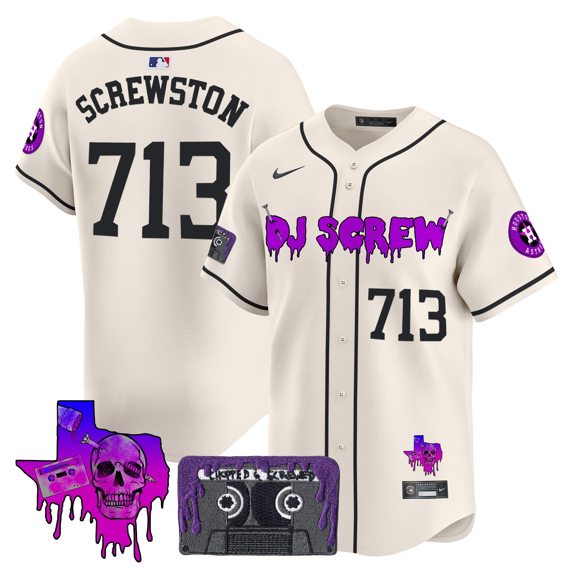 Men's Houston Astros DJ Screw Patch Vapor Premier Limited Jersey V2 - All Stitched - Image 11