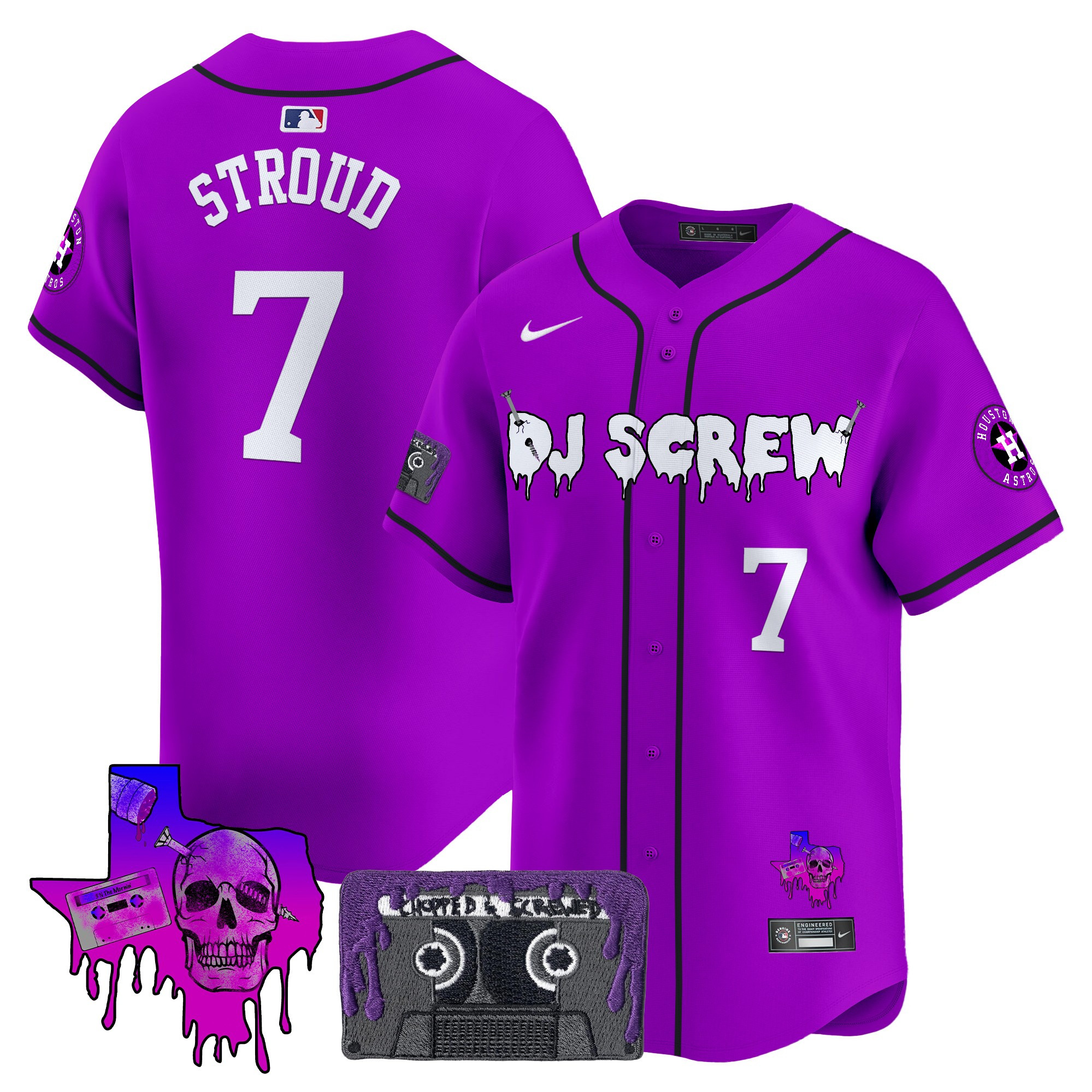 Men's Houston Astros DJ Screw Patch Vapor Premier Limited Jersey V2 - All Stitched - Image 22