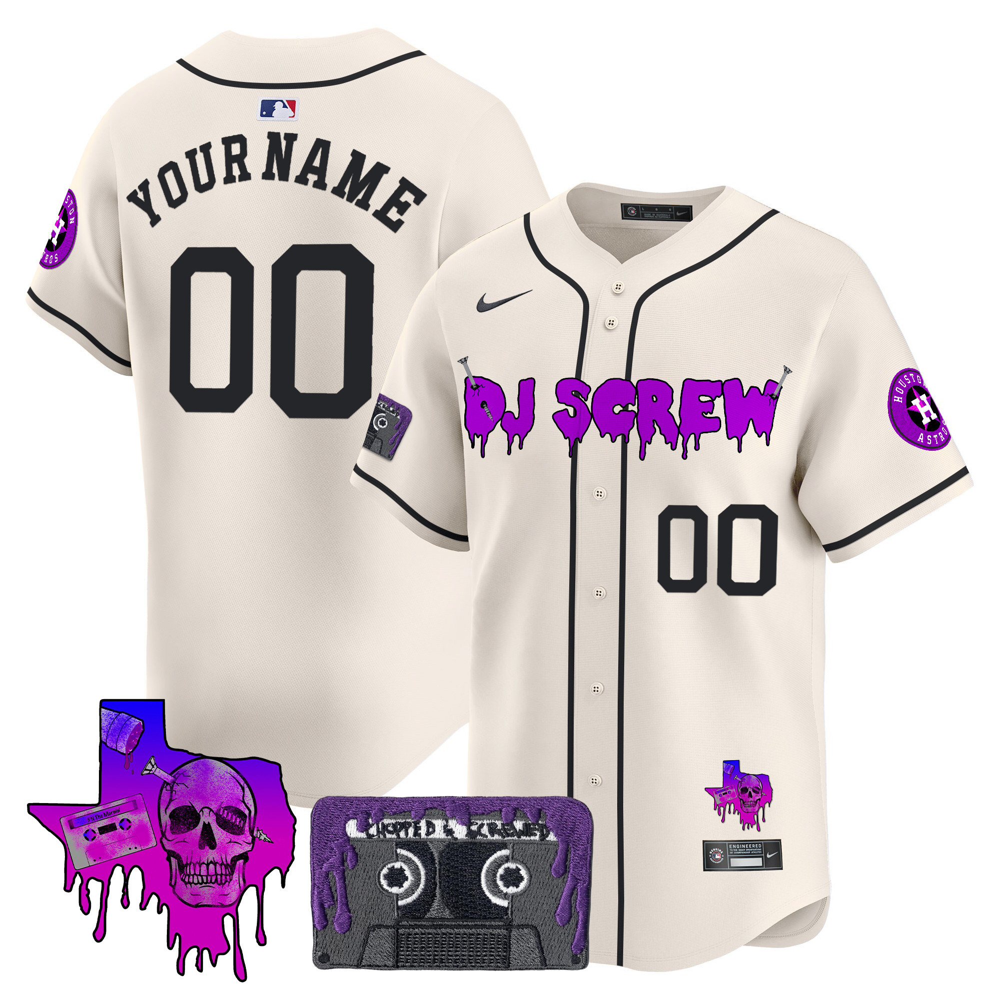 Houston Astros DJ Screw Patch Vapor Premier Limited Custom Jersey V2 - All Stitched - Image 3