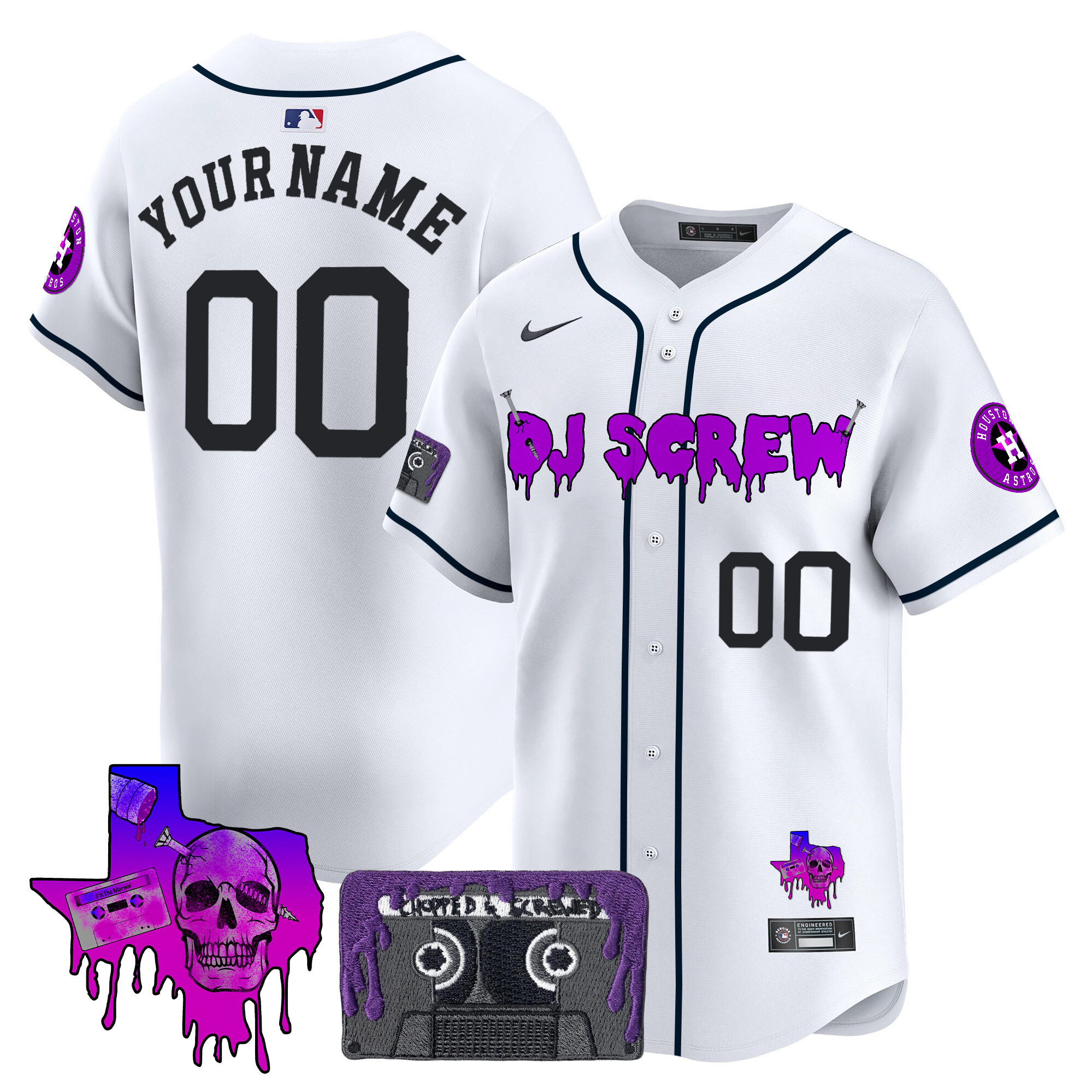 Houston Astros DJ Screw Patch Vapor Premier Limited Custom Jersey V2 - All Stitched - Image 2