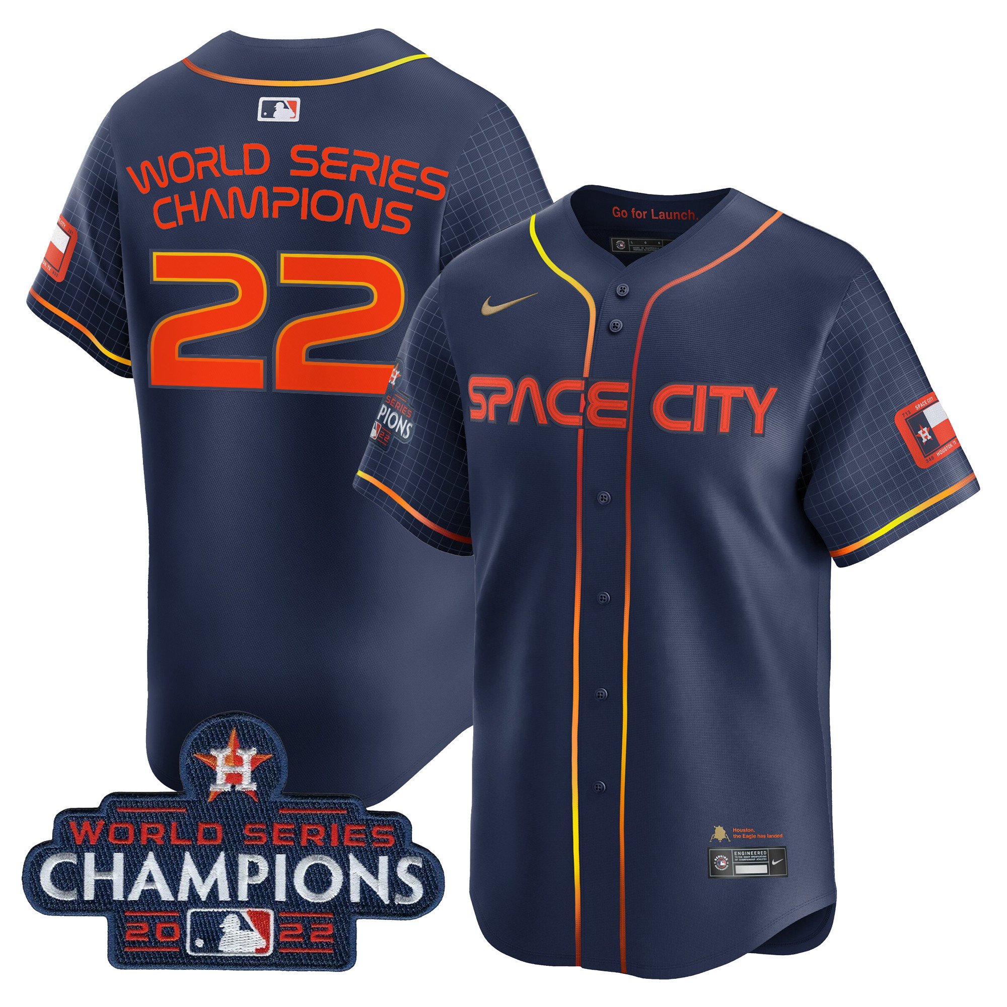 Houston Astros Space City 2022 World Series Champions Vapor Premier Limited Jersey - All Stitched