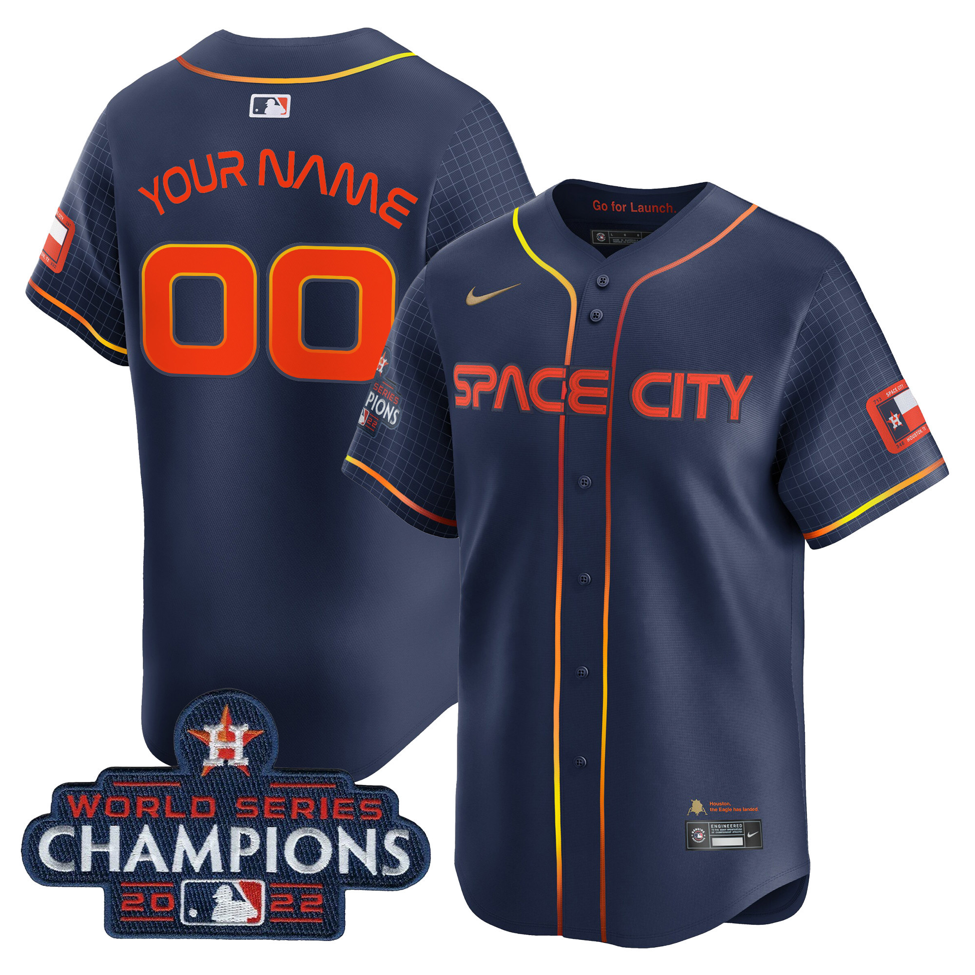 Houston Astros Space City 2022 World Series Champions Vapor Premier Limited Custom Jersey - All Stitched
