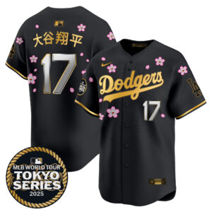 Men's Dodgers Tokyo Series 2025 Gold Trim Vapor Premier Limited Jersey V2 - Stitched
