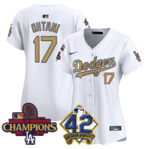 Women's Dodgers 2024 World Series Champions & Jackie Robinson Patch Vapor Premier Limited Jersey - All Stitched