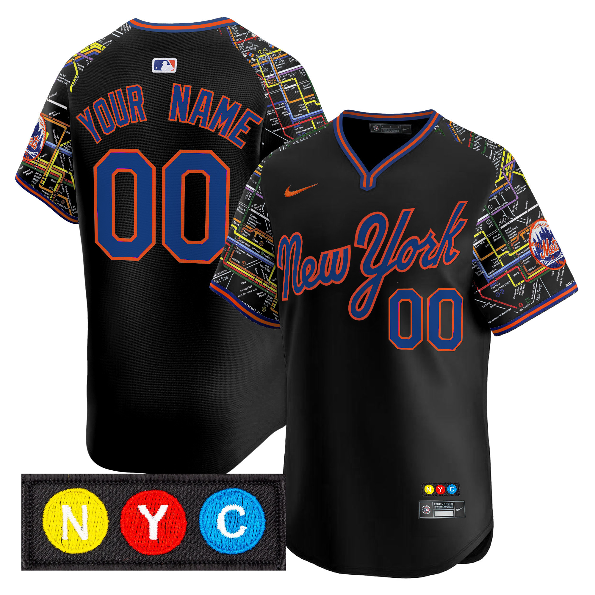 New York Mets Subway Style Vapor Premier Limited Custom Jersey - Stitched - Image 3
