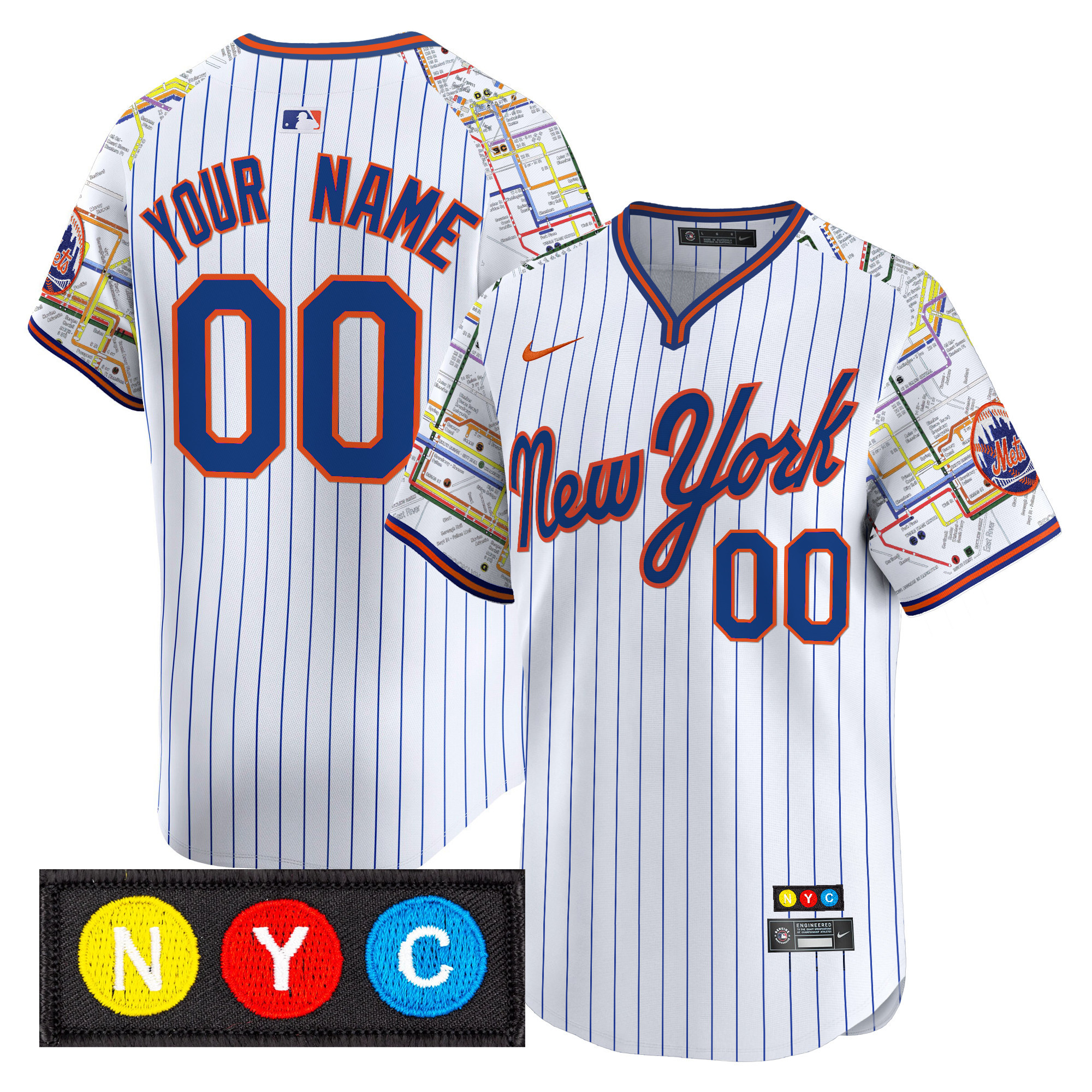 New York Mets Subway Style Vapor Premier Limited Custom Jersey - Stitched - Image 2