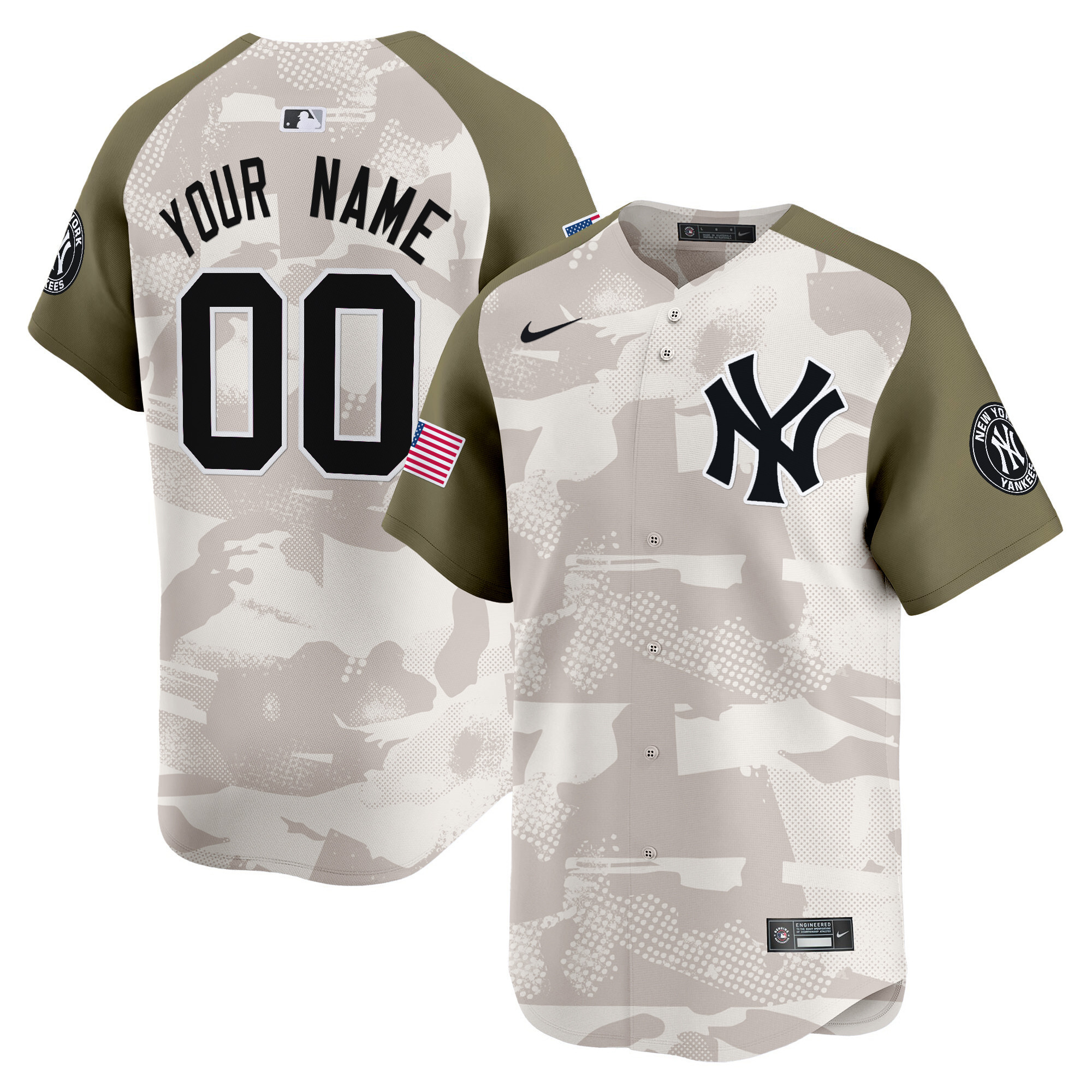 New York Yankees 2025 Armed Forces Day Vapor Premier Limited Custom Jersey - Stitched
