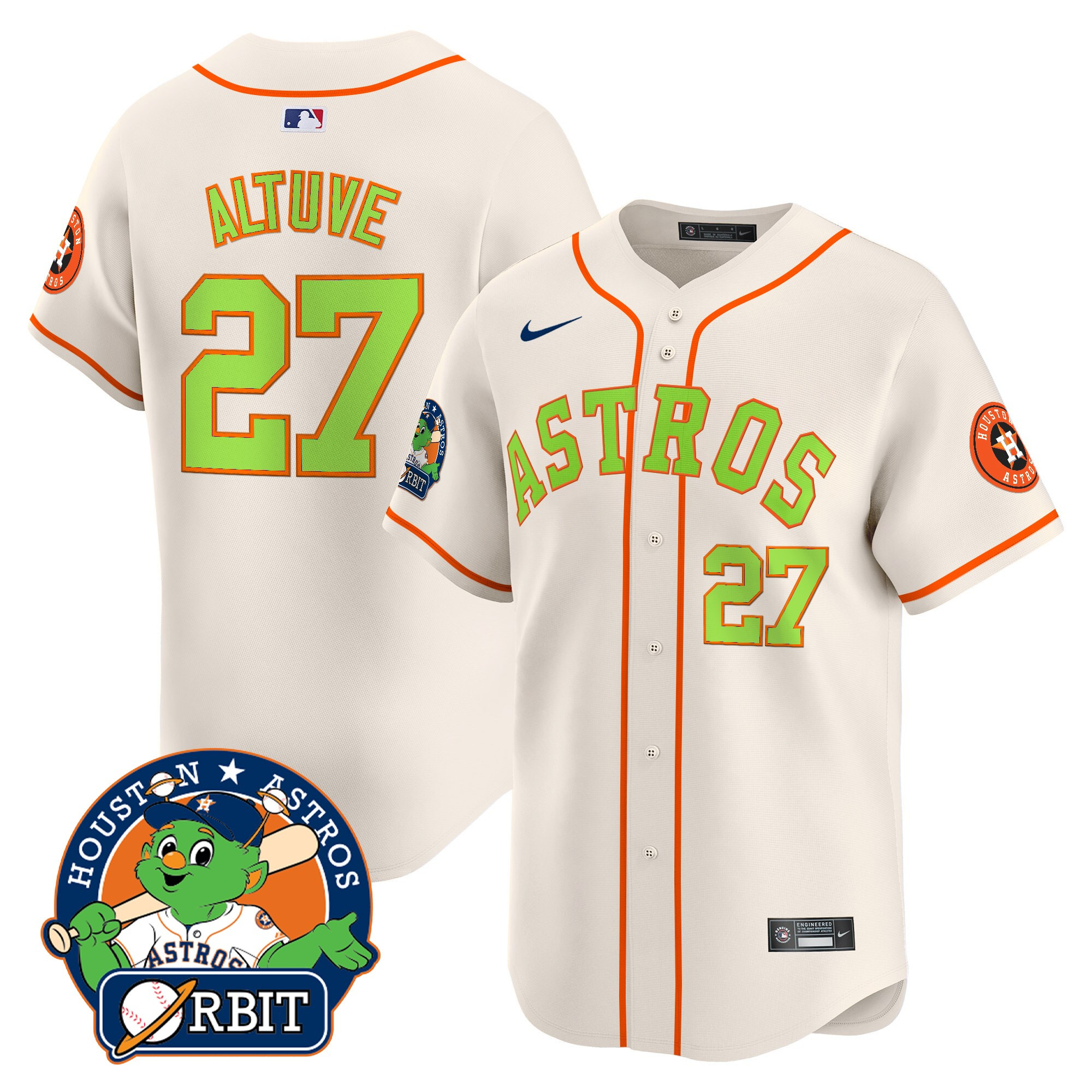 Men's Astros Orbit Patch Vapor Premier Limited Jersey V2 - All Stitched - Image 42