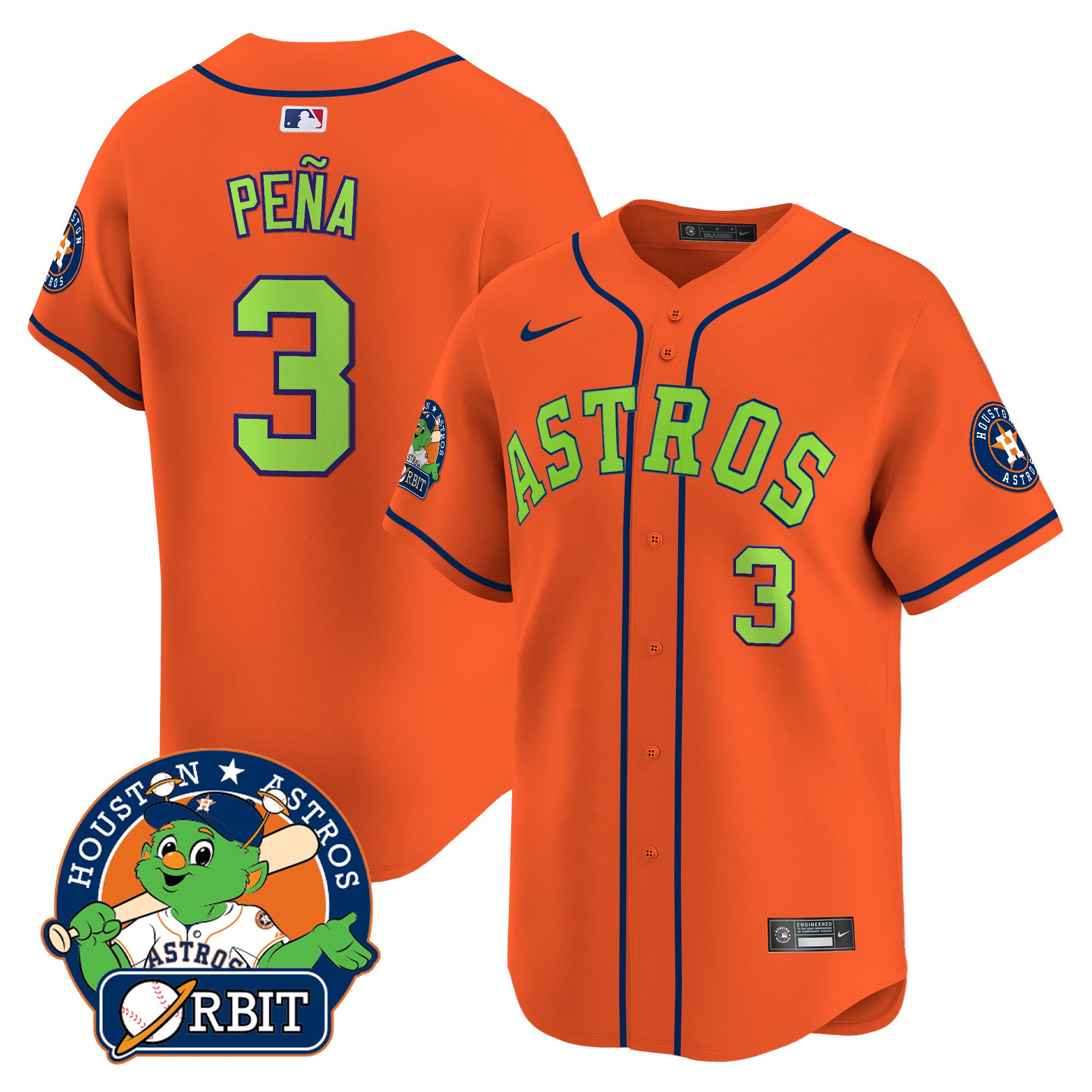 Men's Astros Orbit Patch Vapor Premier Limited Jersey V2 - All Stitched - Image 33