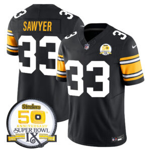 Men's Steelers 50th Anniversary Of Super Bowl IX Patch Vapor Limited Jersey - All Stitched