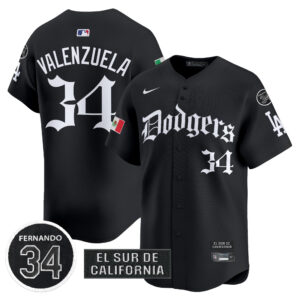 Men's Dodgers Mexico 2025 LA Gothic Style Vapor Premier Limited Jersey V2 - All Stitched