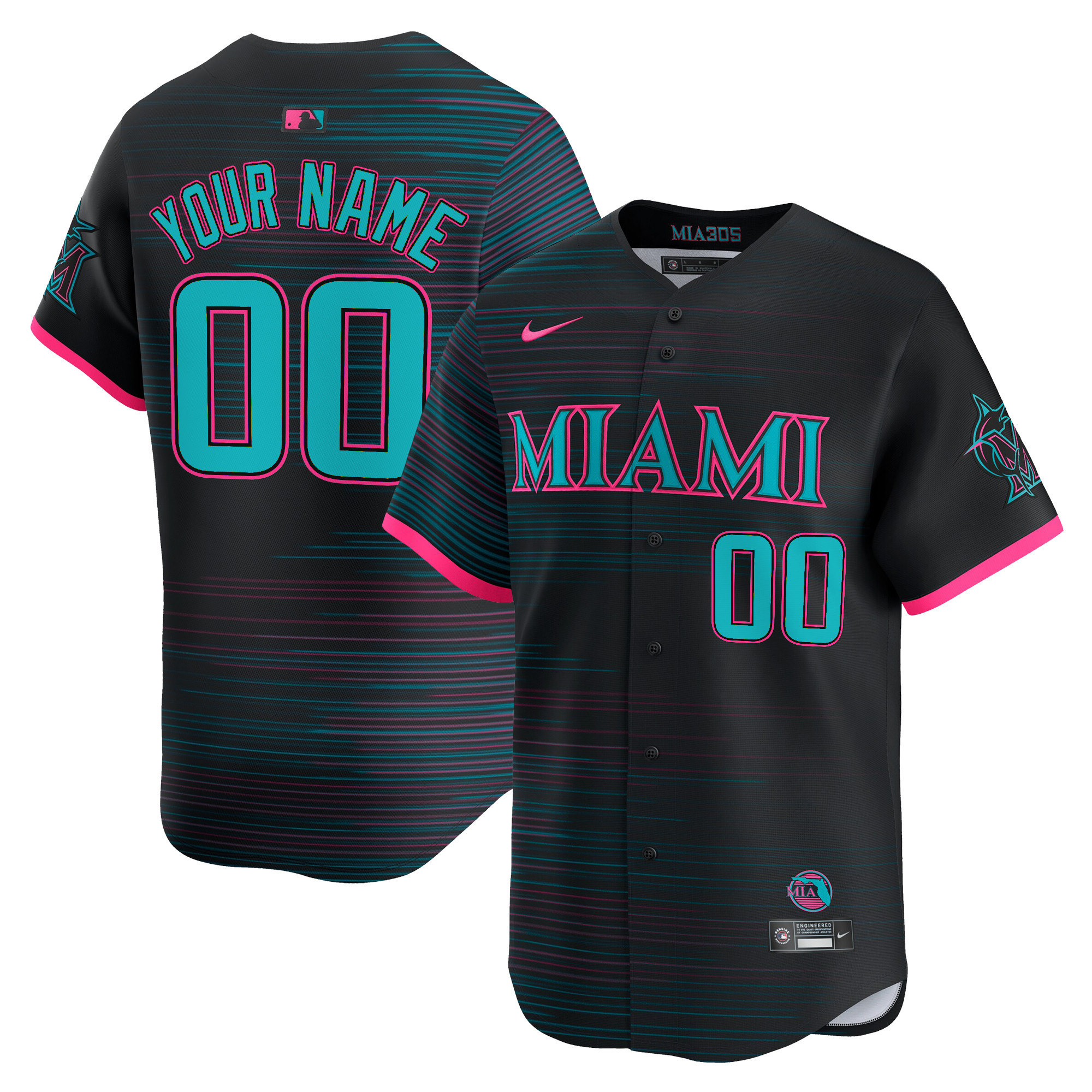 Miami Marlins 2025 City Connect Vapor Premier Limited Custom Jersey - All Stitched