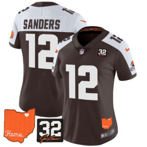 Women's Browns #32 Jim Brown Memorial & Home Patch Vapor Limited Jersey - All Stitched
