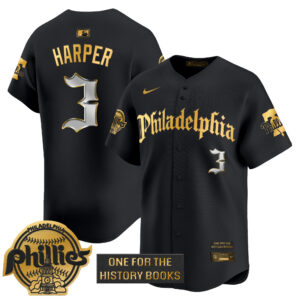 Men's Phillies 'Retro Newspaper Edition' Gold Vapor Premier Limited Jersey - All Stitched