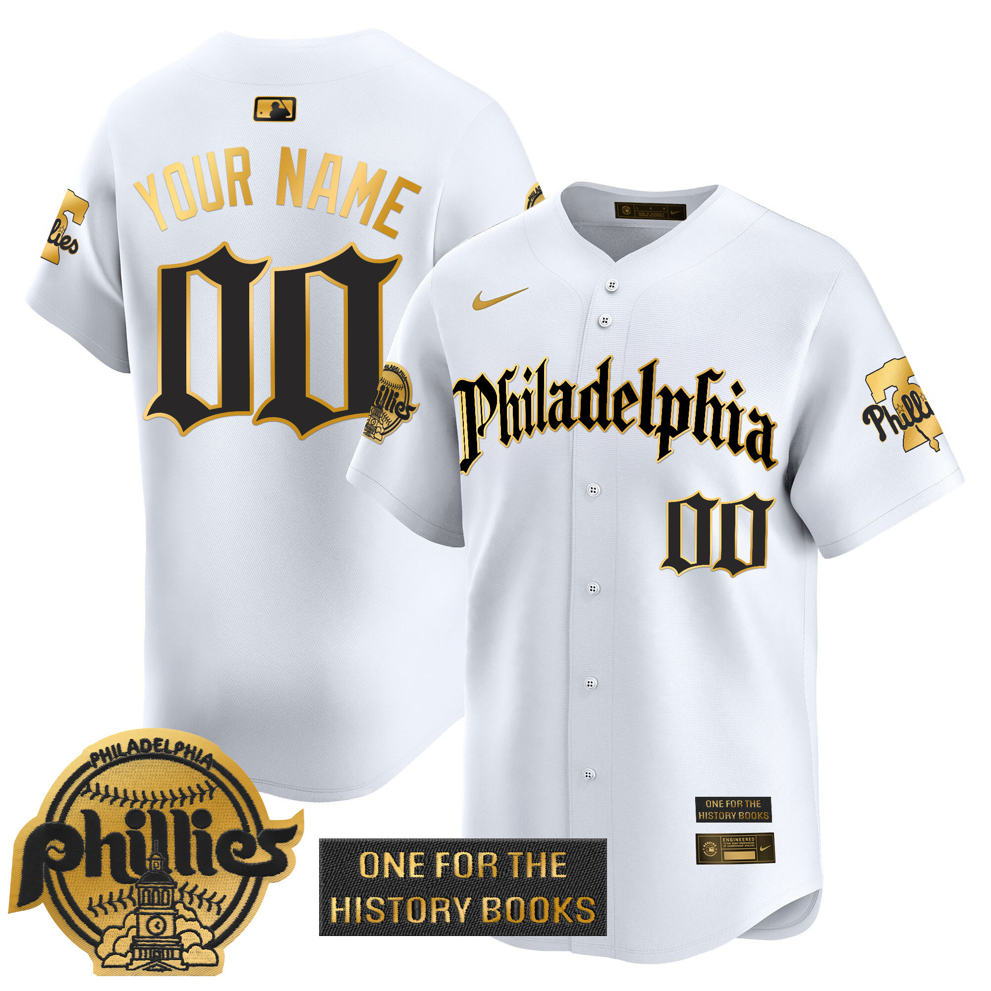 Phillies 'Retro Newspaper Edition' Gold Vapor Premier Limited Custom Jersey - All Stitched - Image 2