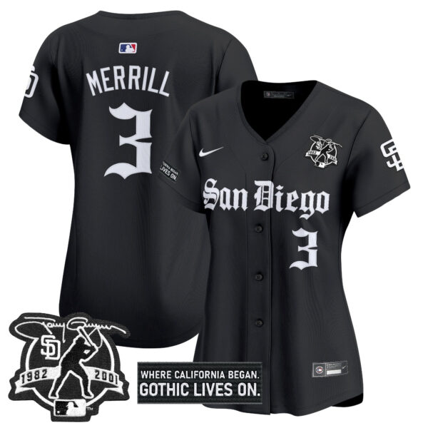 Women's San Diego Padres 'Gothic Edition' Vapor Premier Limited Jersey - All Stitched - Image 4