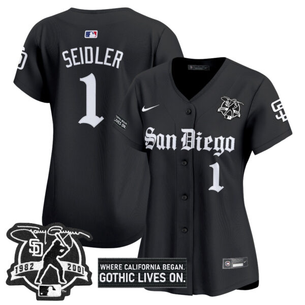 Women's San Diego Padres 'Gothic Edition' Vapor Premier Limited Jersey - All Stitched - Image 7