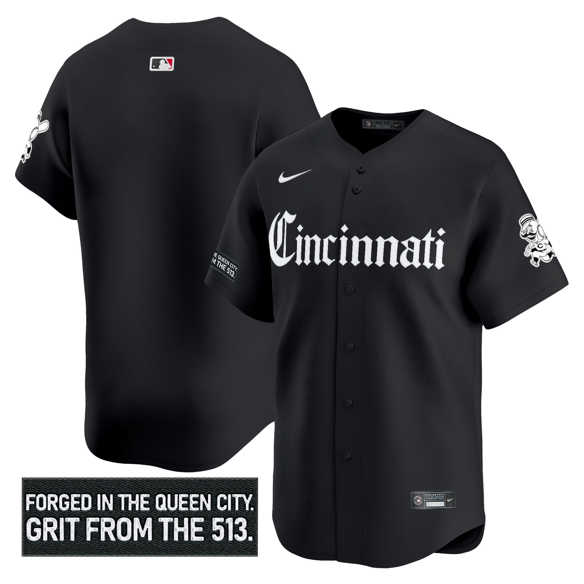 Men's Cincinnati Reds 'Gothic Queen City Edition' Vapor Premier Limited Jersey - All Stitched - Image 10