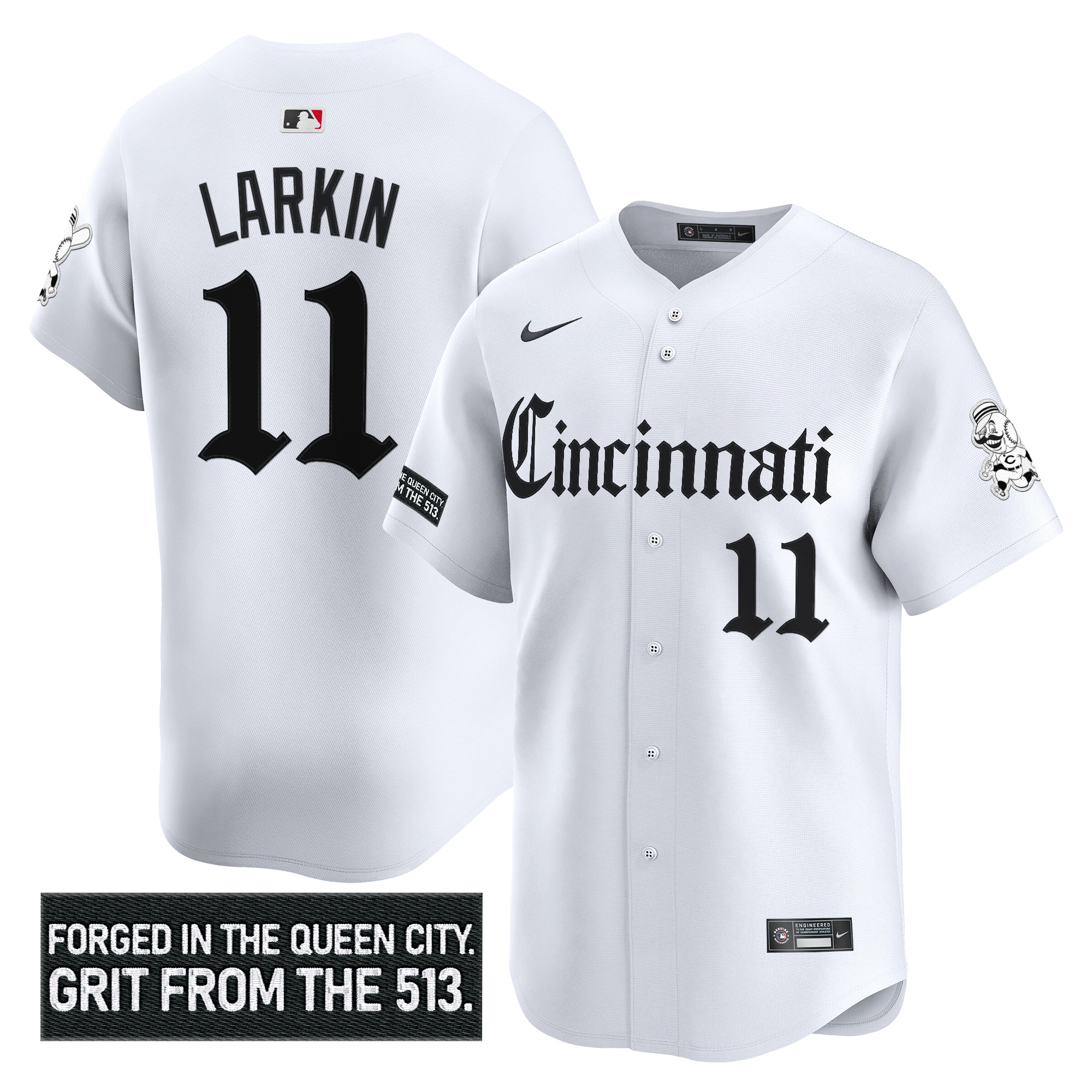 Men's Cincinnati Reds 'Gothic Queen City Edition' Vapor Premier Limited Jersey - All Stitched - Image 14
