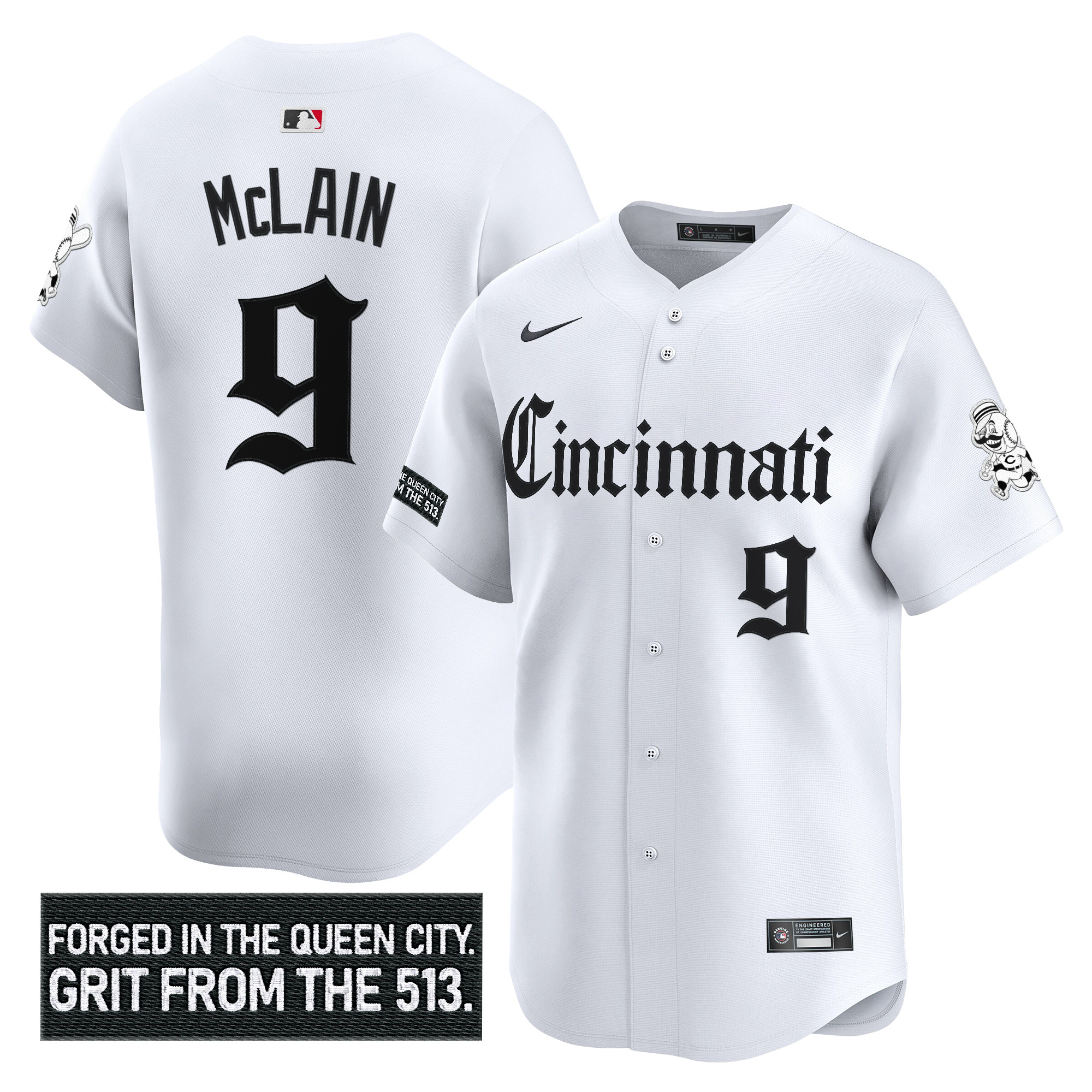 Men's Cincinnati Reds 'Gothic Queen City Edition' Vapor Premier Limited Jersey - All Stitched - Image 18