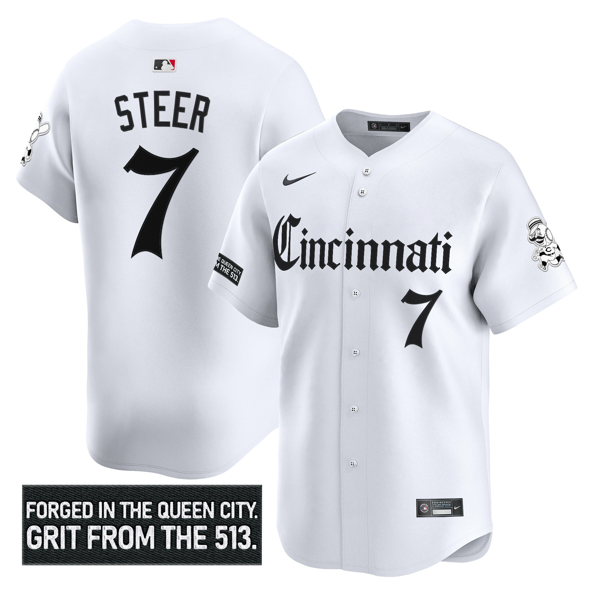 Men's Cincinnati Reds 'Gothic Queen City Edition' Vapor Premier Limited Jersey - All Stitched - Image 17