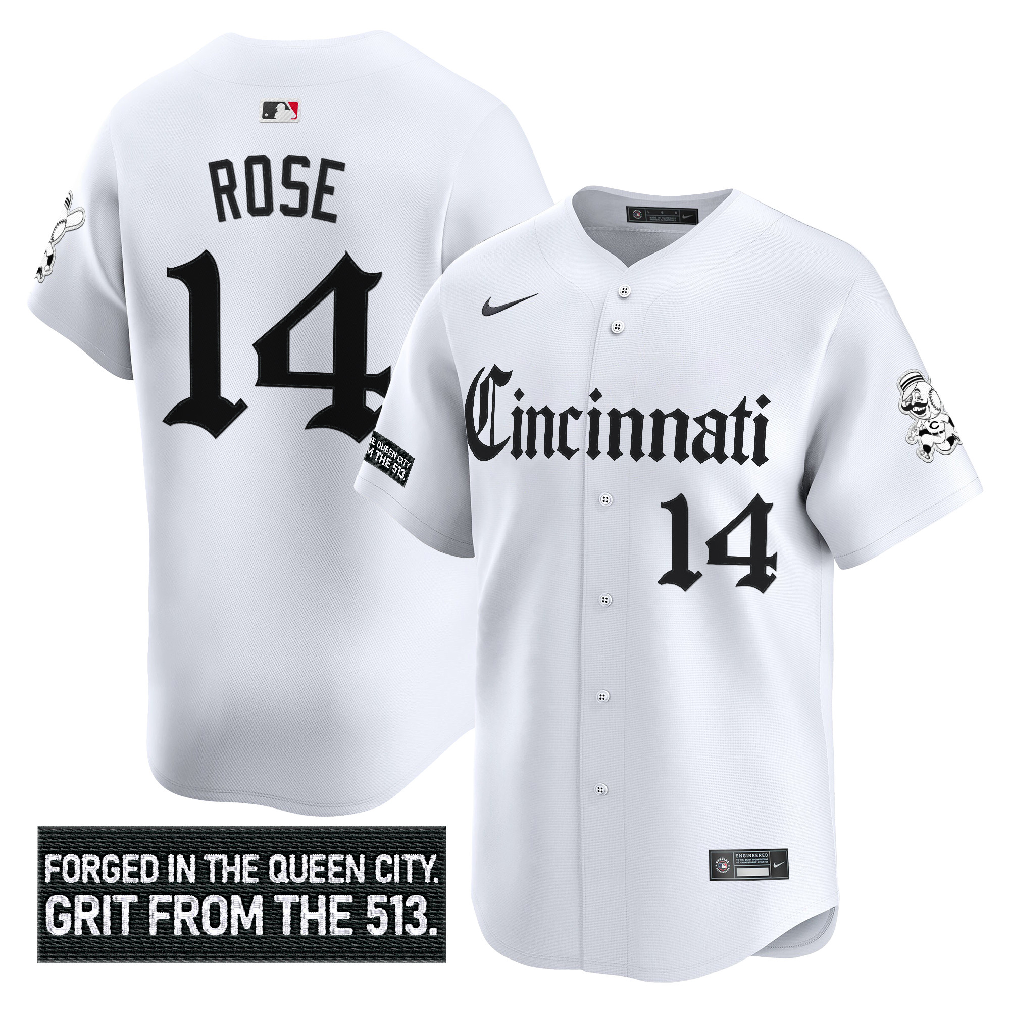 Men's Cincinnati Reds 'Gothic Queen City Edition' Vapor Premier Limited Jersey - All Stitched - Image 11