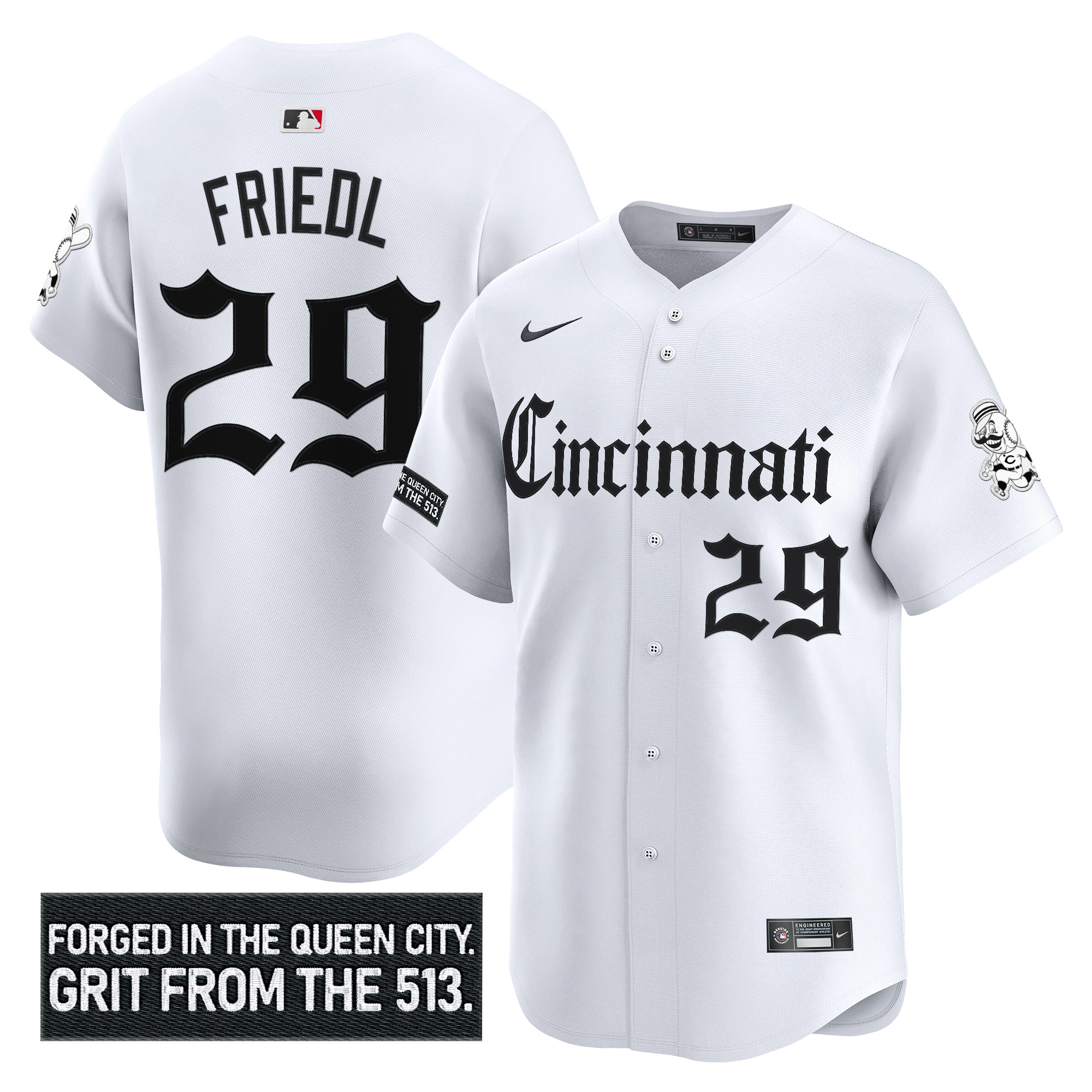 Men's Cincinnati Reds 'Gothic Queen City Edition' Vapor Premier Limited Jersey - All Stitched - Image 16